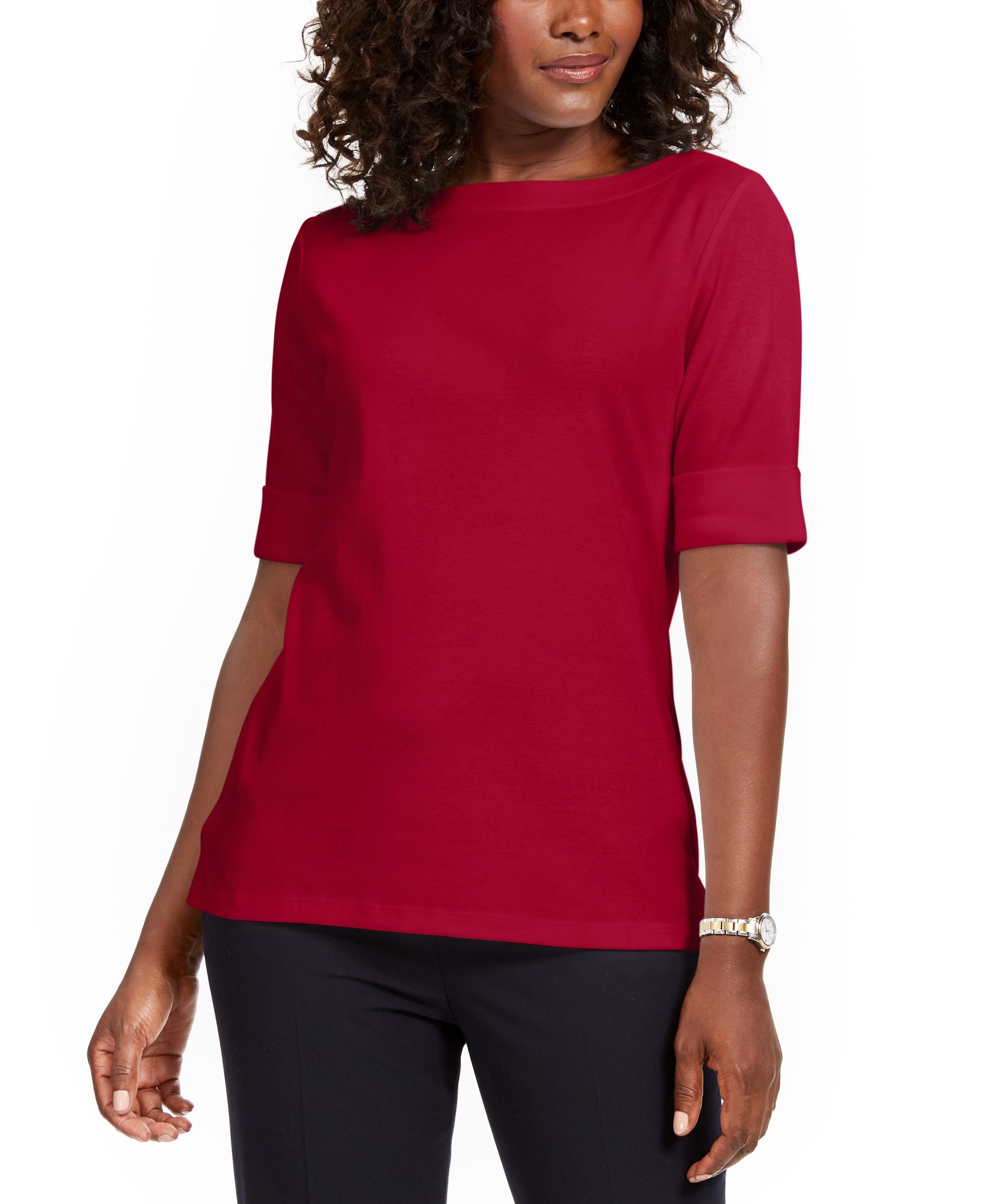Petite Cotton Elbow-Sleeve T-Shirt