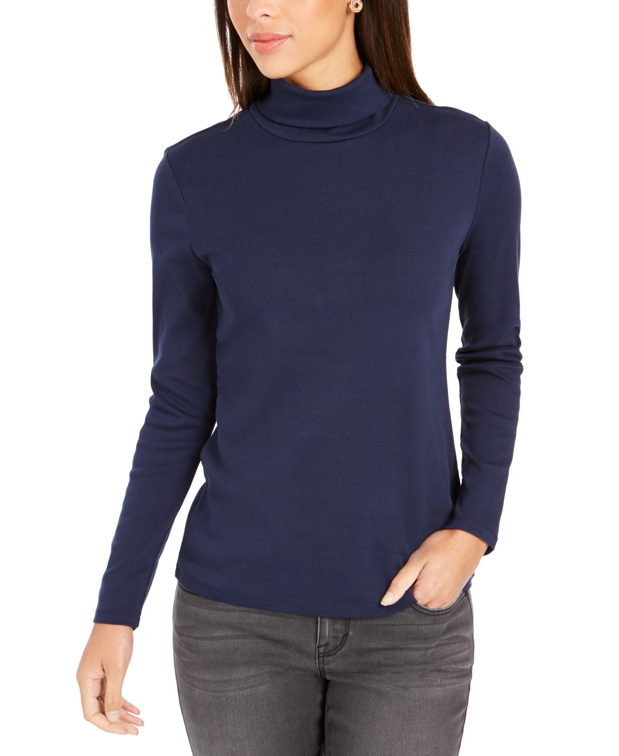 Charter Club Petite Cotton Turtleneck Top