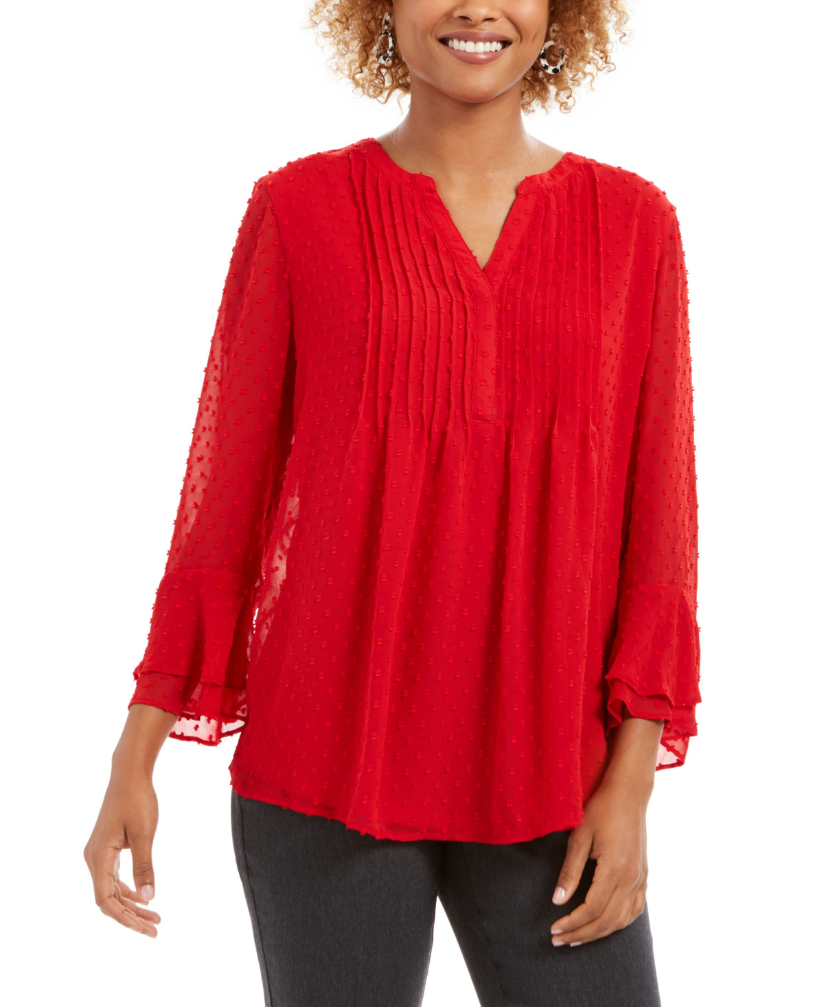 Women's Textured Pintuck Top, Regular & Petite