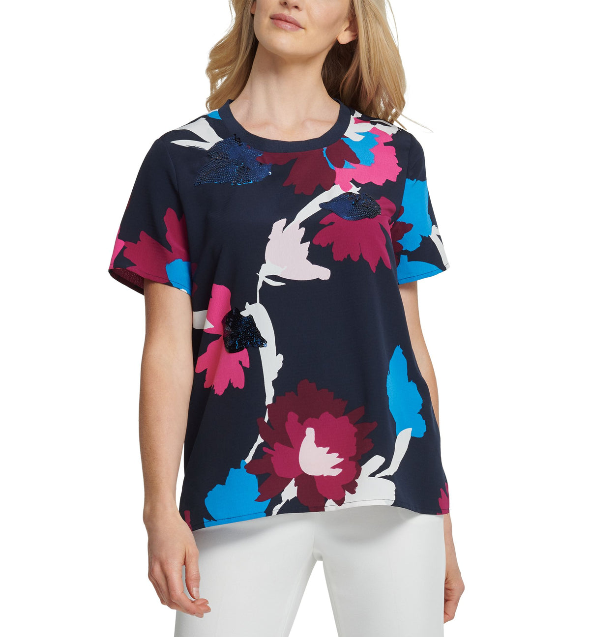 DKNY Printed Sequined Top
