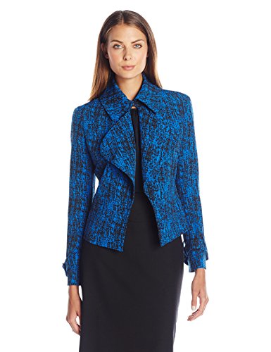 Anne Klein Women's La Sena Short Trench Jacket, Bizet Blue/Black, 8