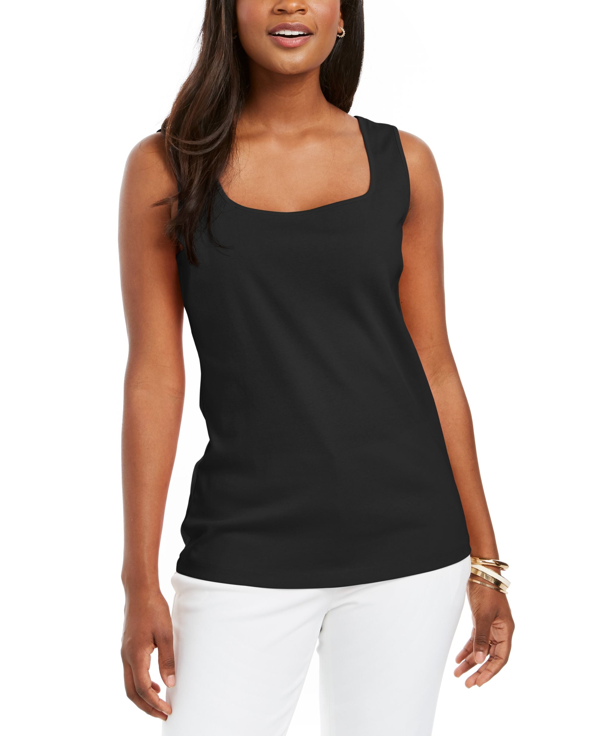 Square-Neck Cotton Tank Top