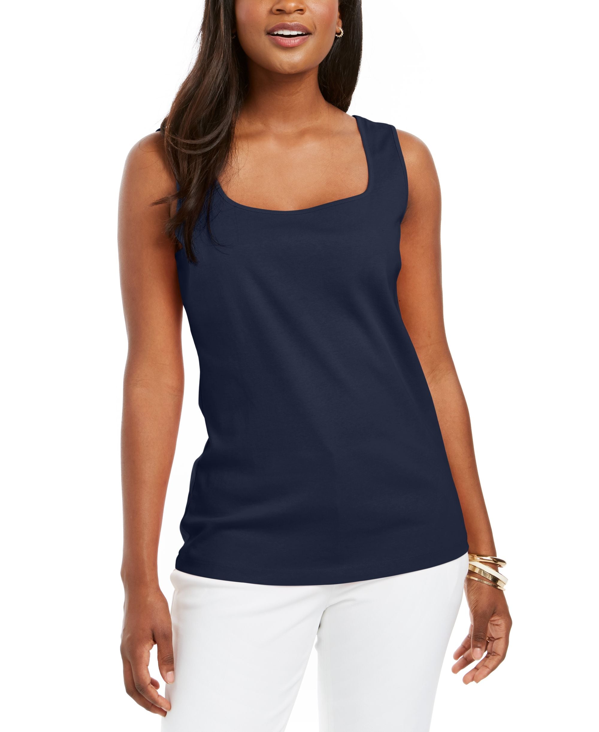 Square-Neck Cotton Tank Top