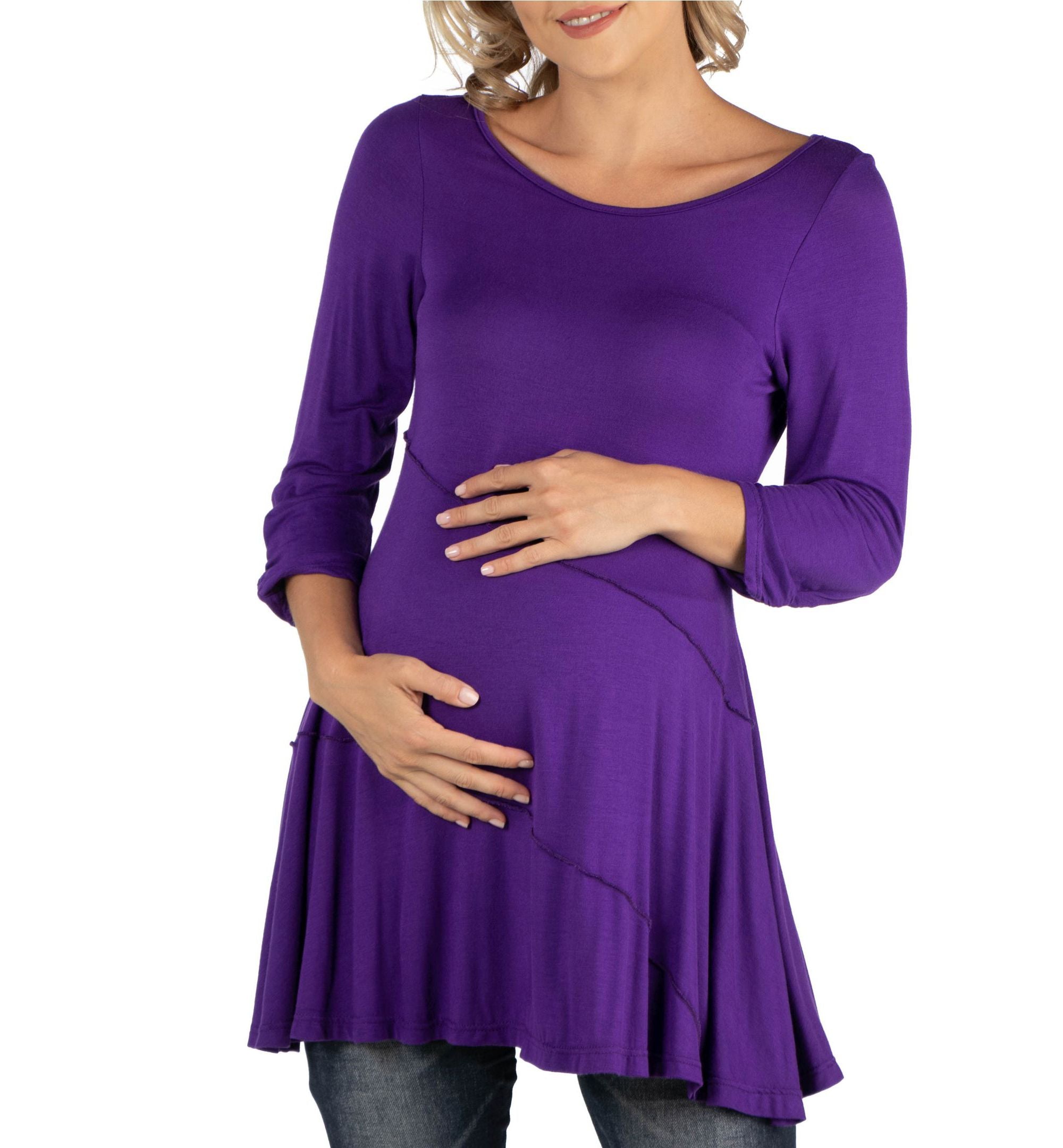Ruched Sleeve Swing Maternity Tunic Top