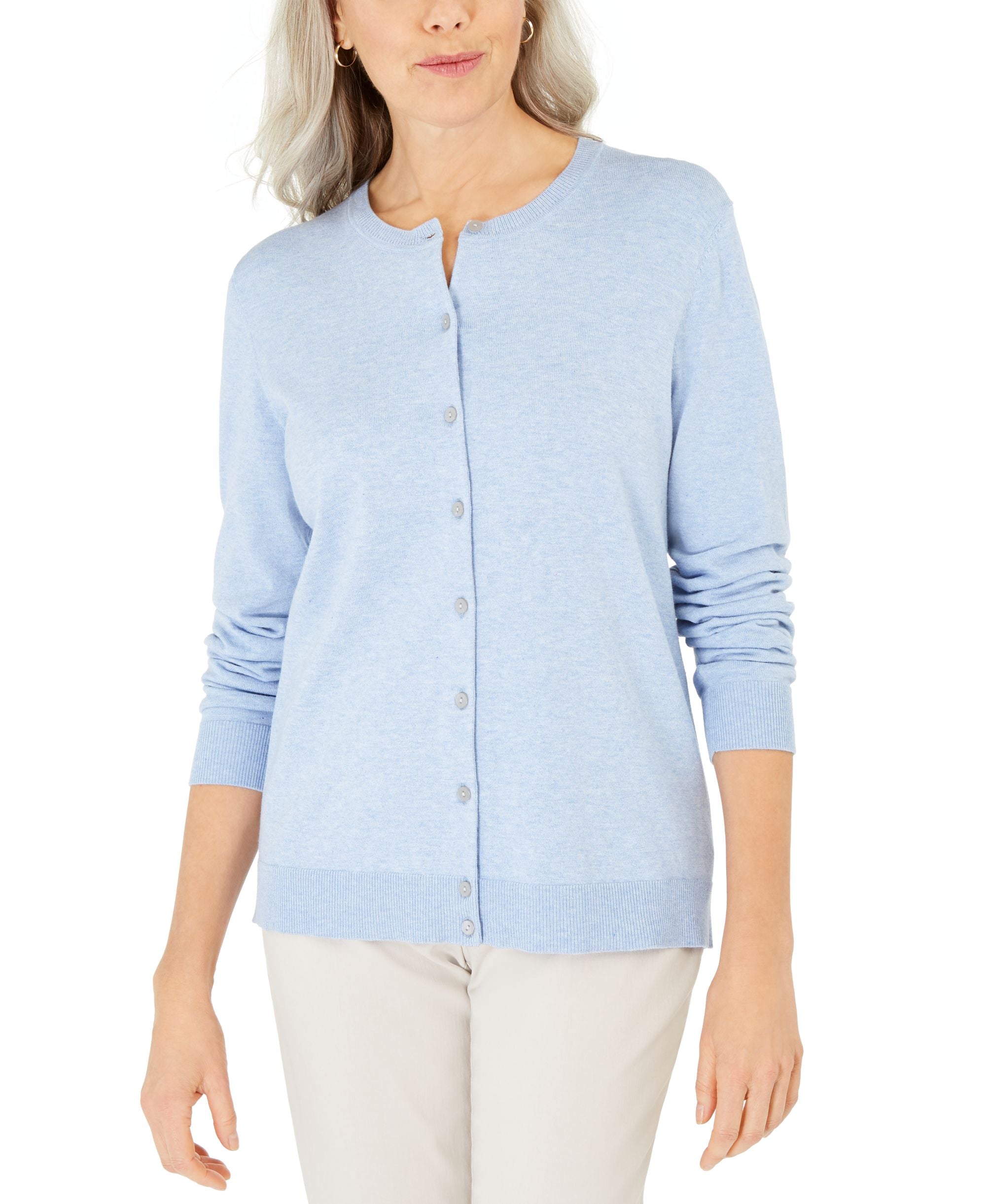 Karen Scott Crew Neck Cardigan