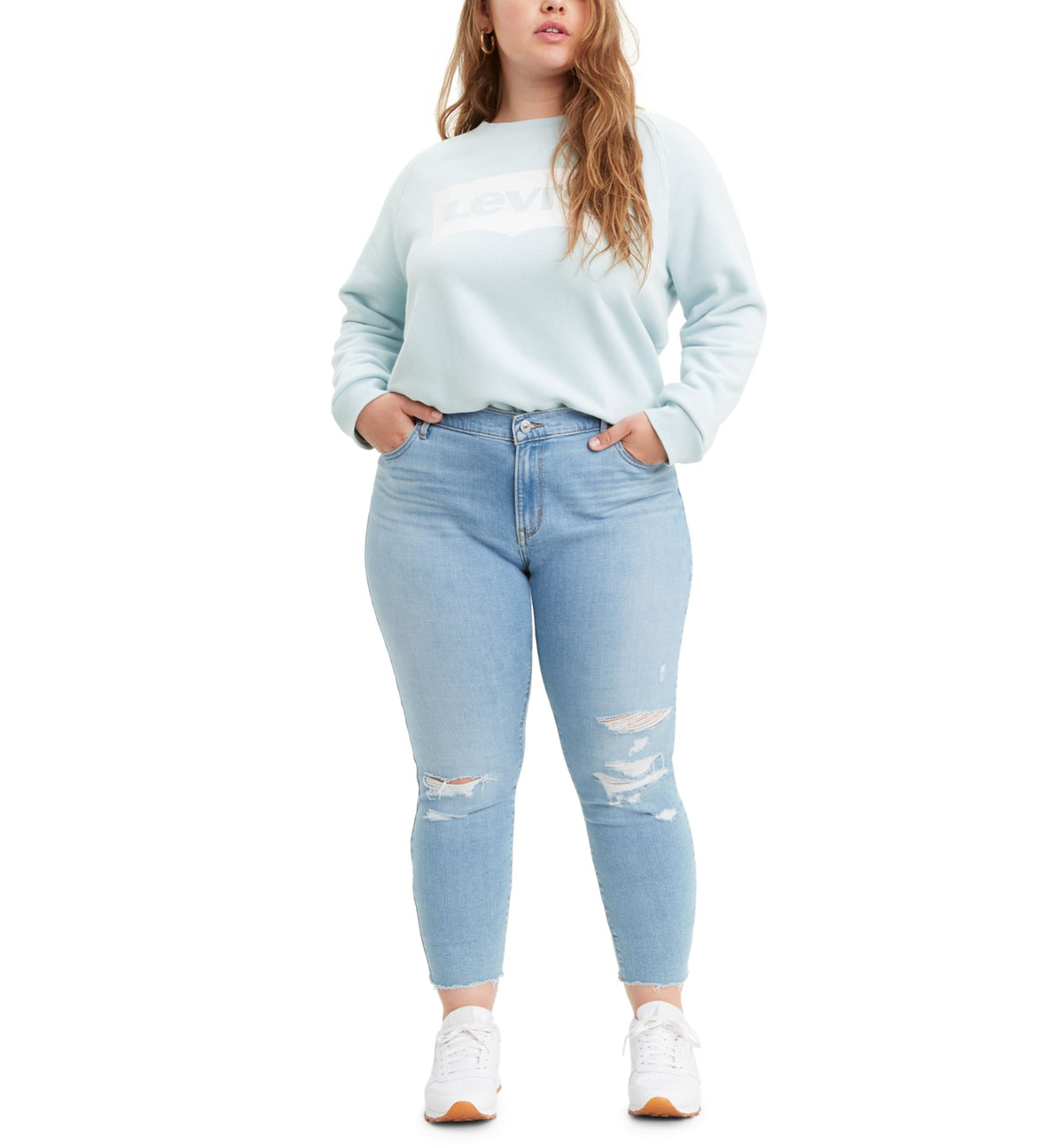 Levis Trendy Plus Size 711 Ripped Skinny Ankle Jeans