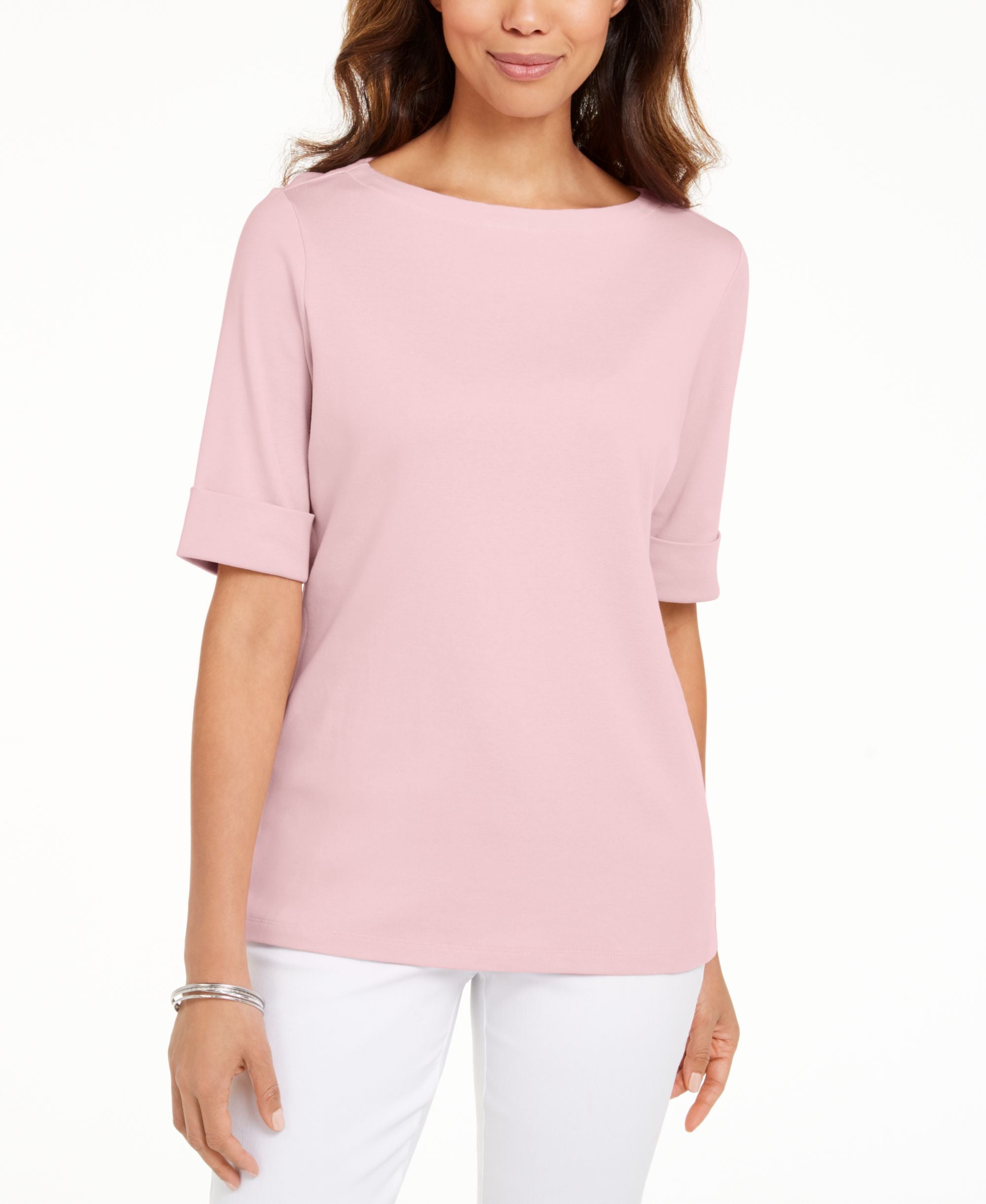 Petite Cotton Elbow-Sleeve T-Shirt