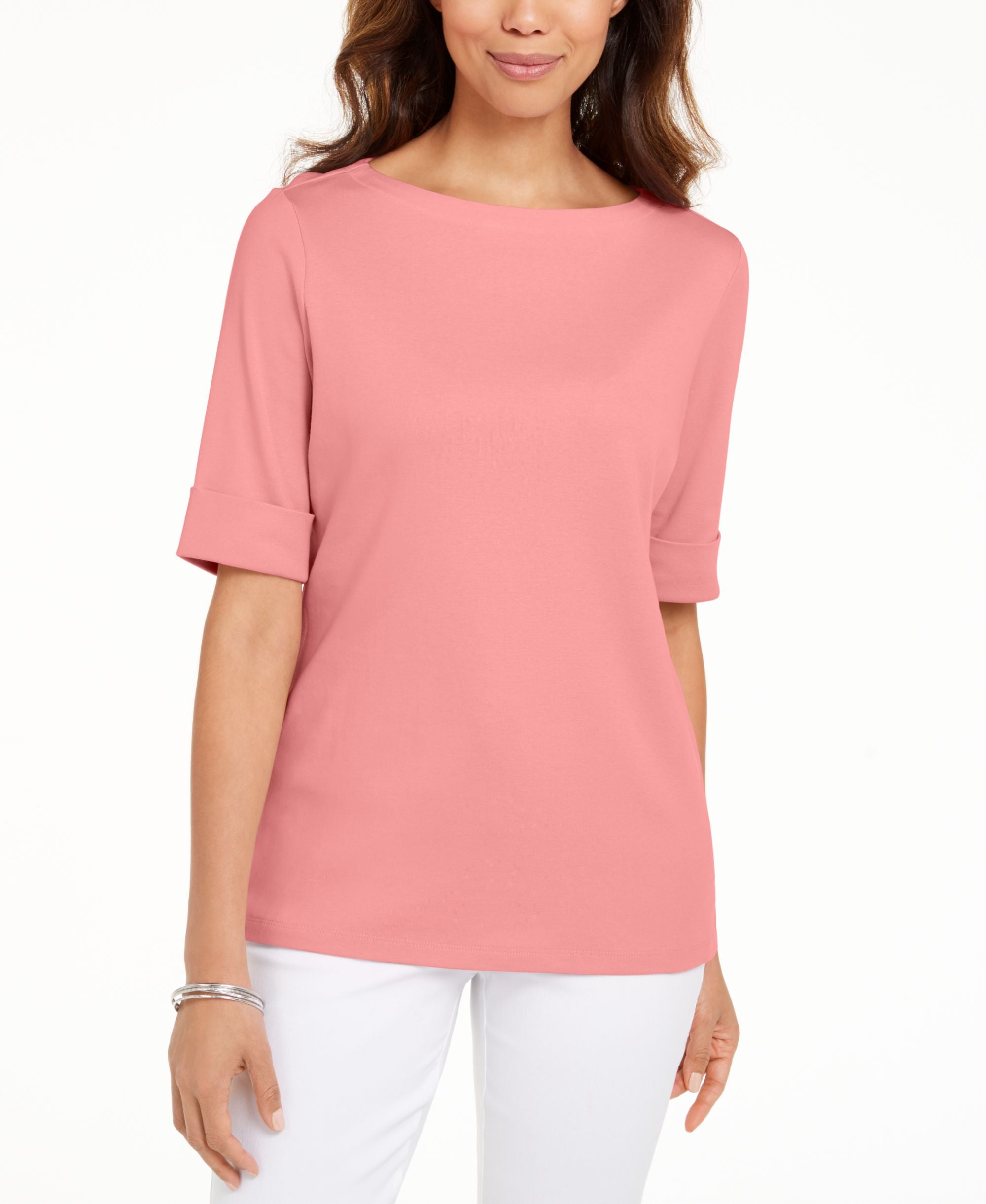 Petite Cotton Elbow-Sleeve T-Shirt