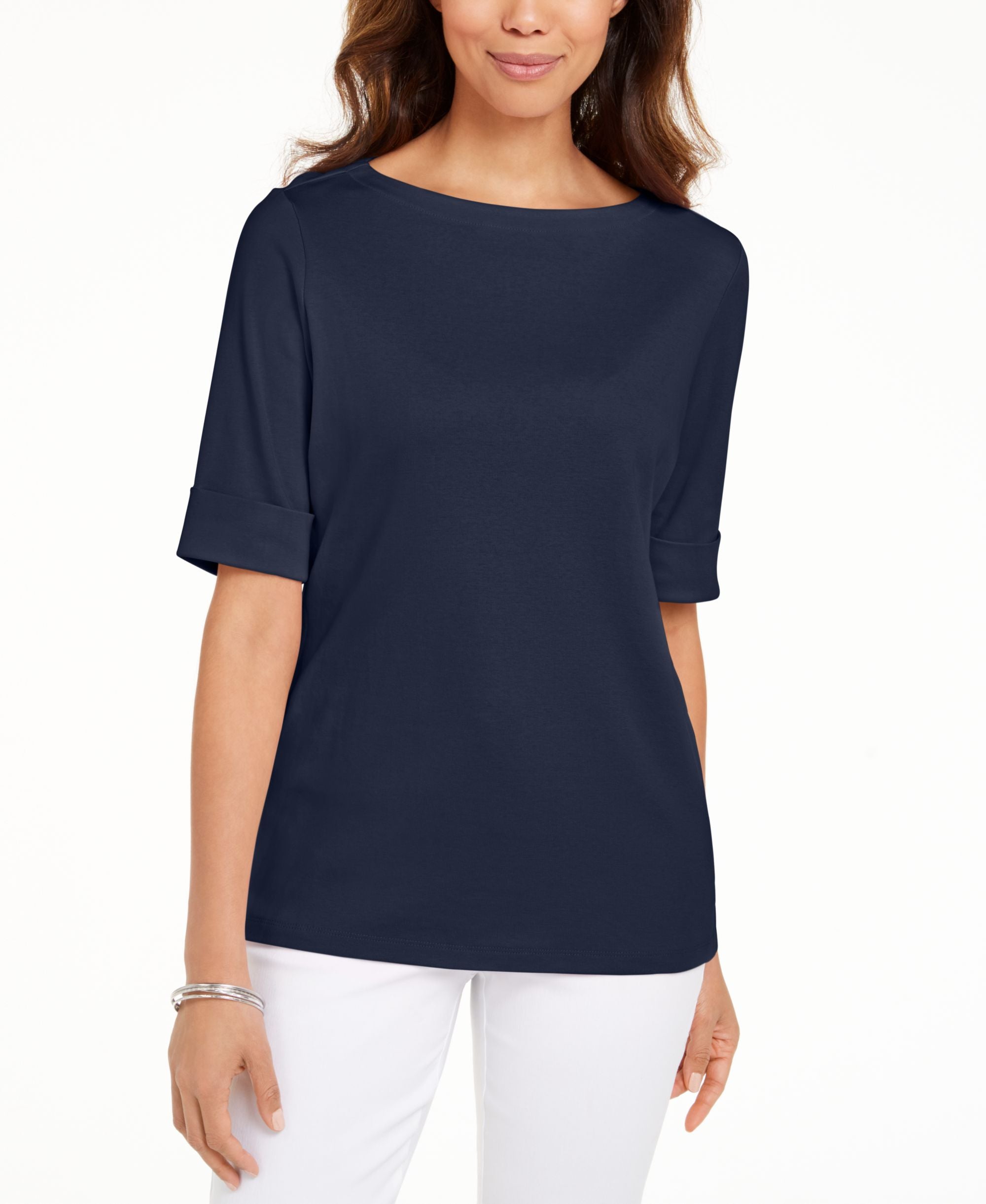 Petite Cotton Elbow-Sleeve T-Shirt
