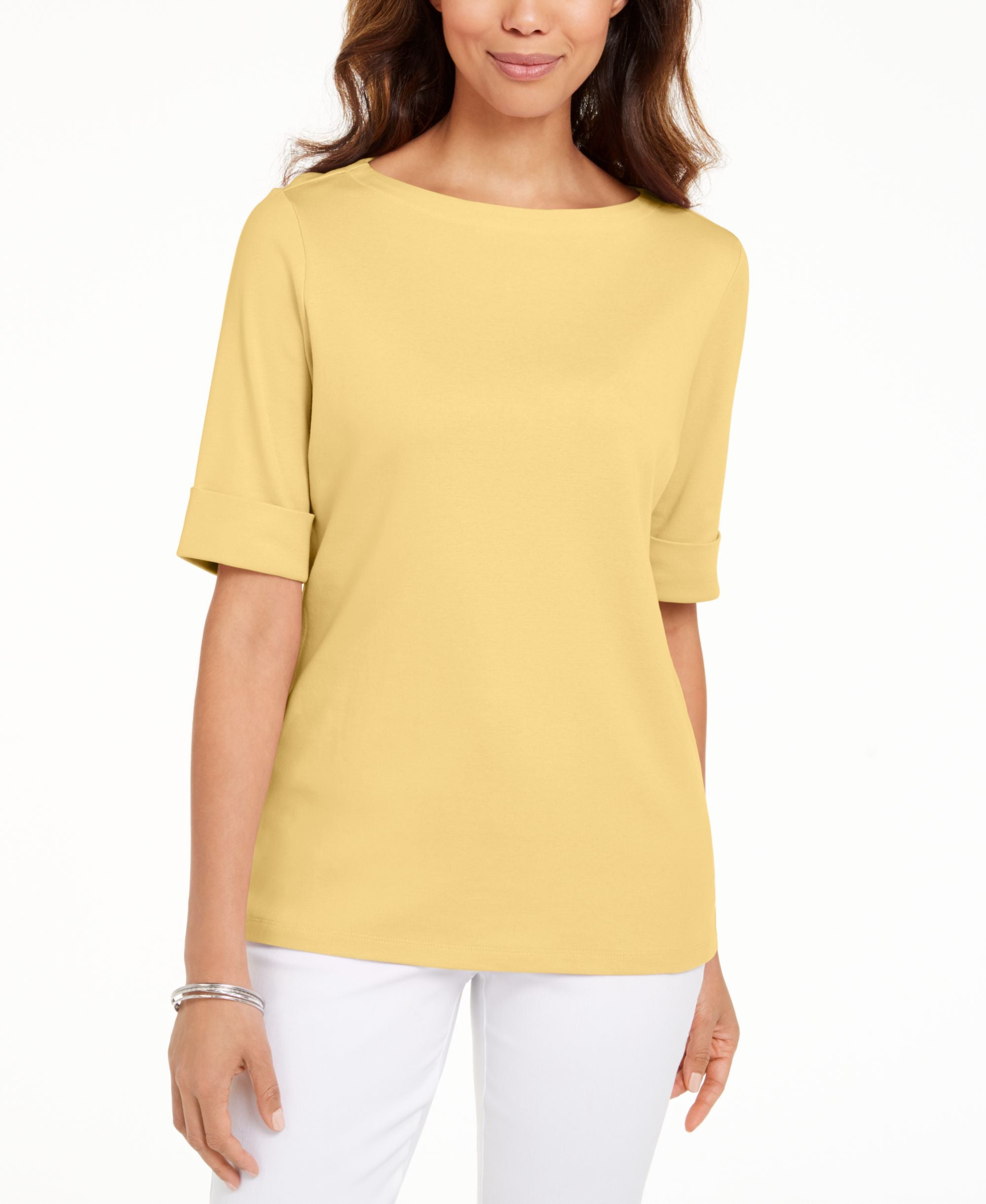 Petite Cotton Elbow-Sleeve T-Shirt