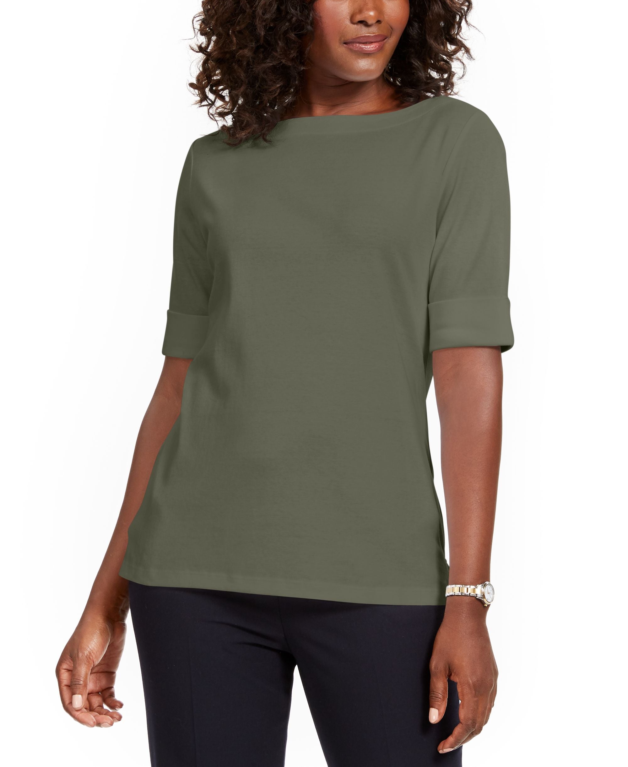 Petite Cotton Elbow-Sleeve T-Shirt
