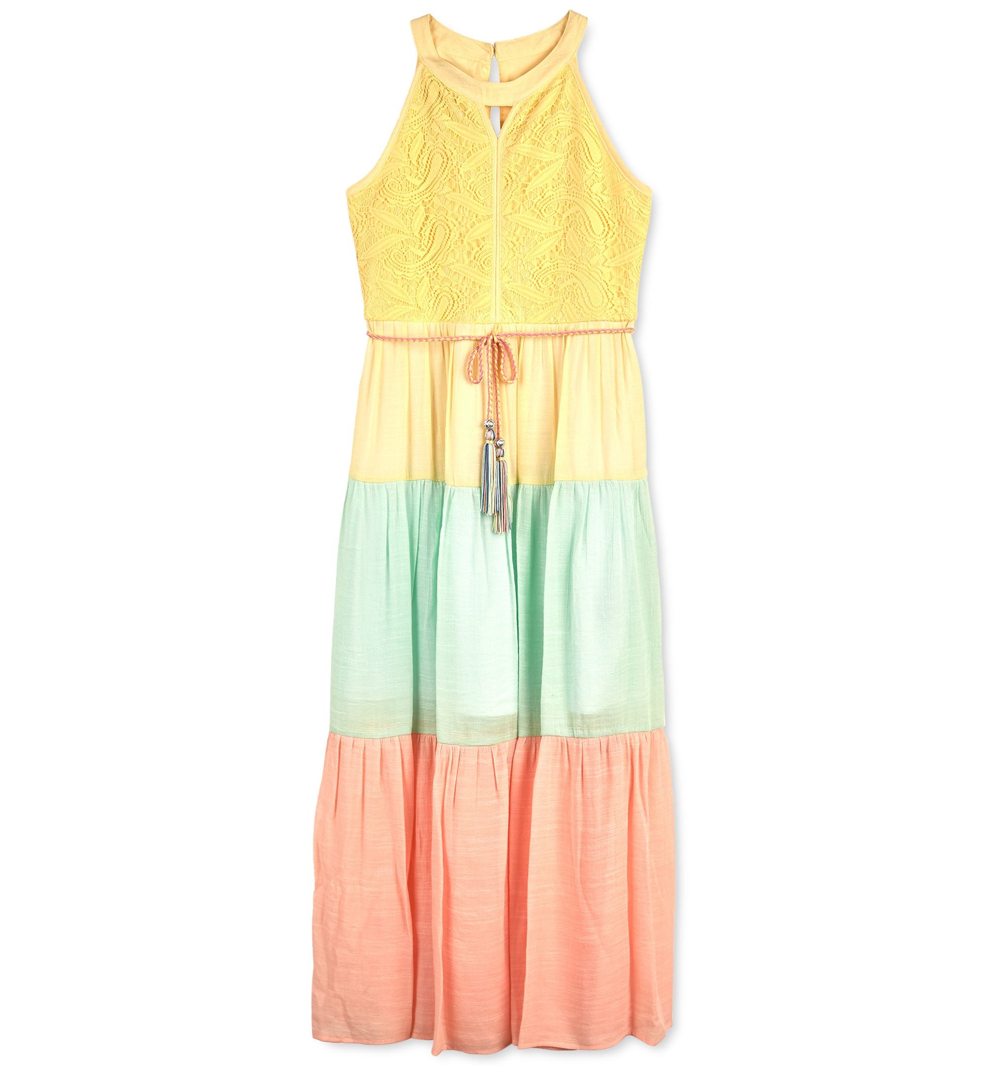 Bcx Big Girls Colorblocked Lace Maxi Dress