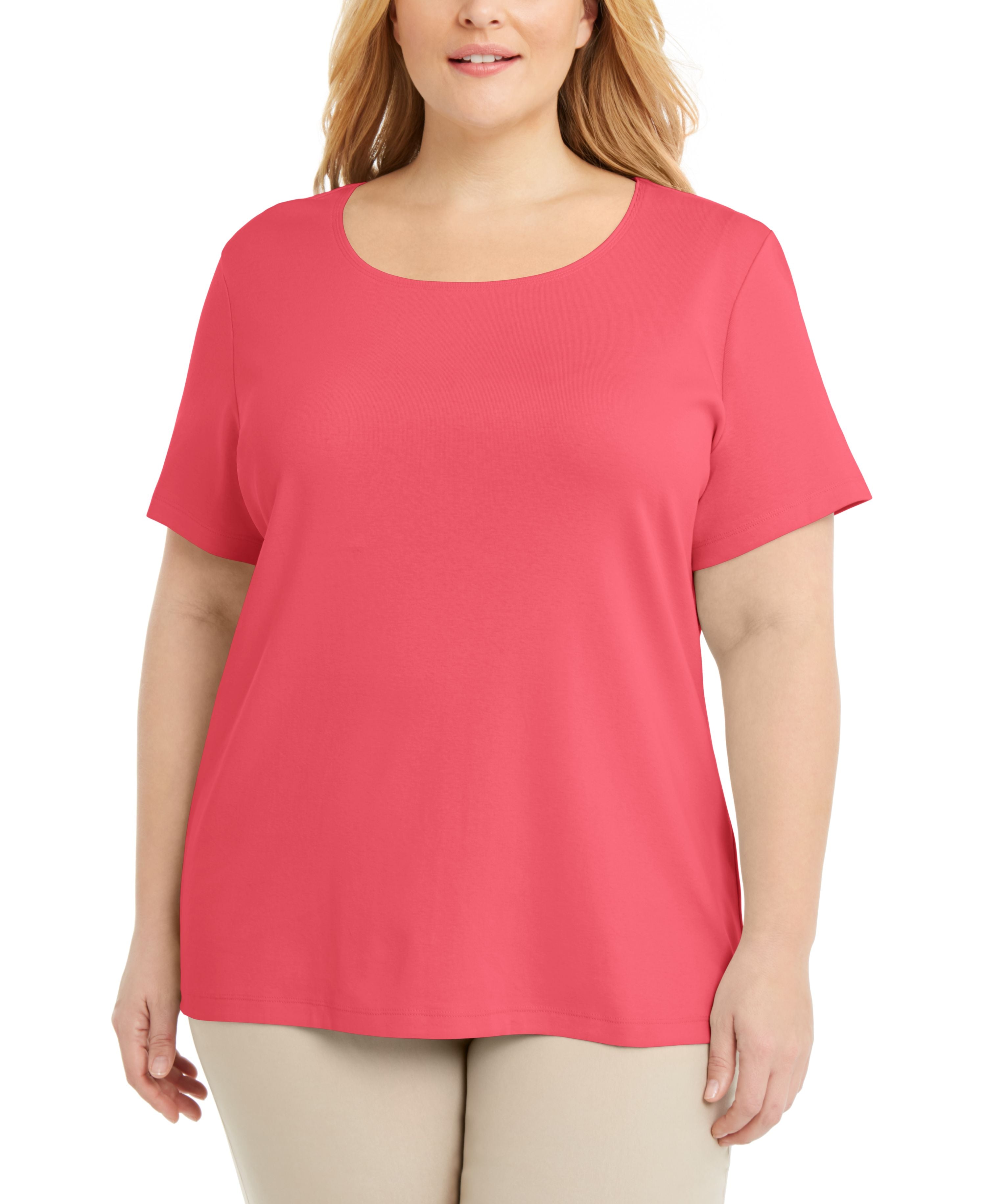 Plus Size Cotton Scoop-Neck Top