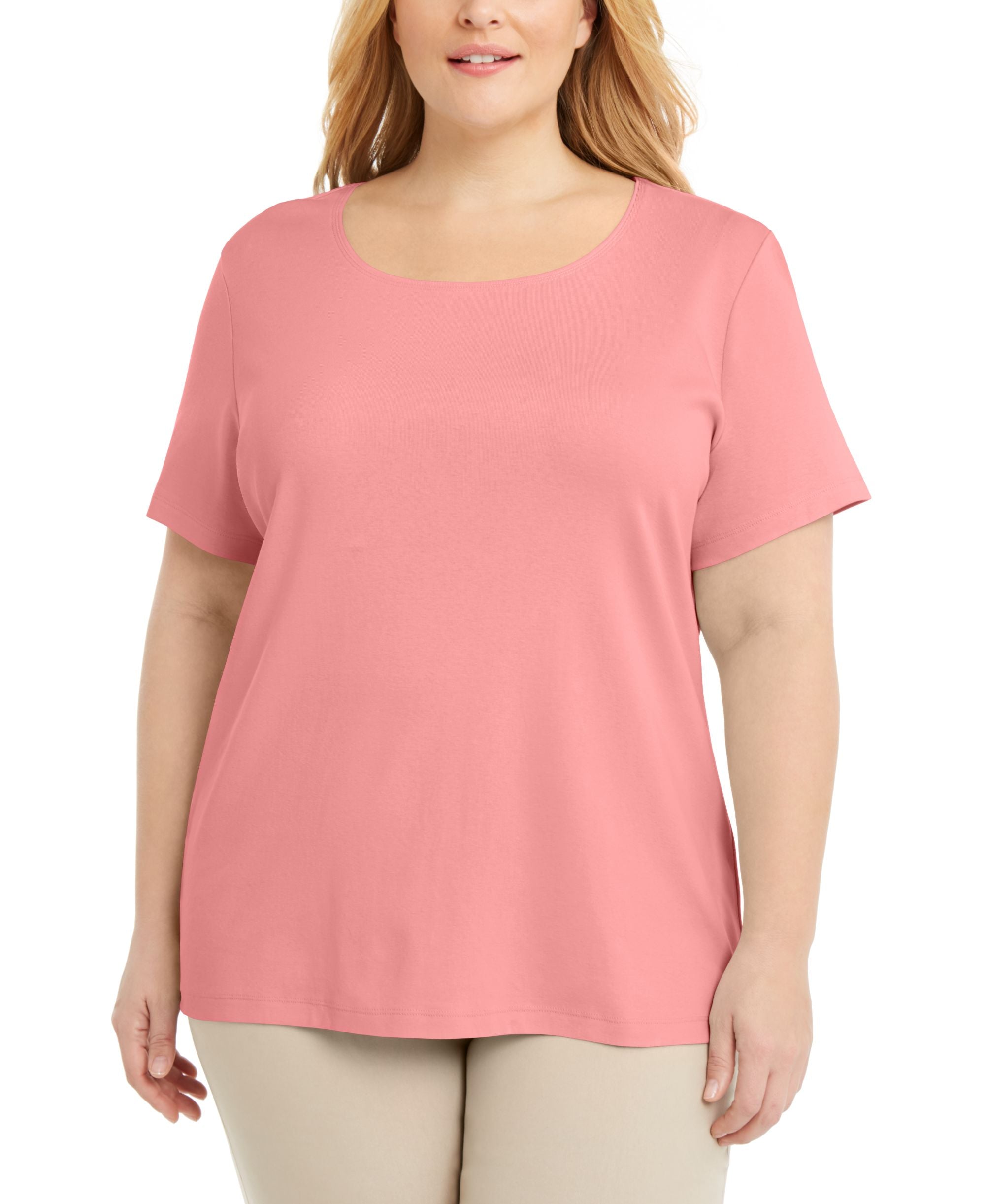 Plus Size Short Sleeve Scoop-Neck Top