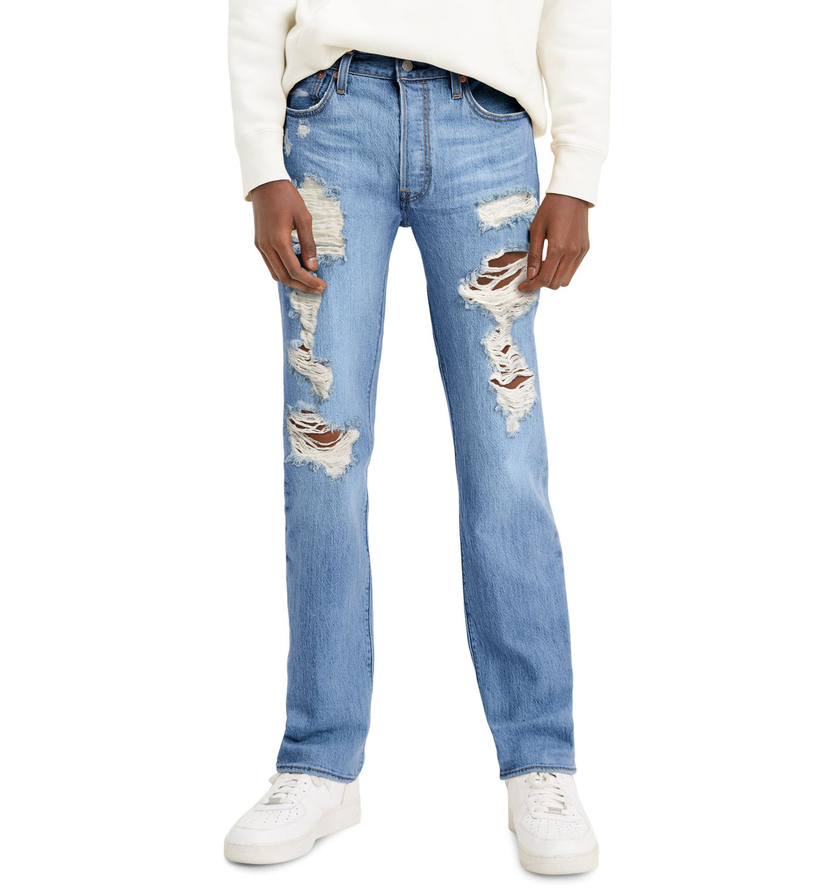 Men's 501 Original-Fit Button Fly Ripped Jeans