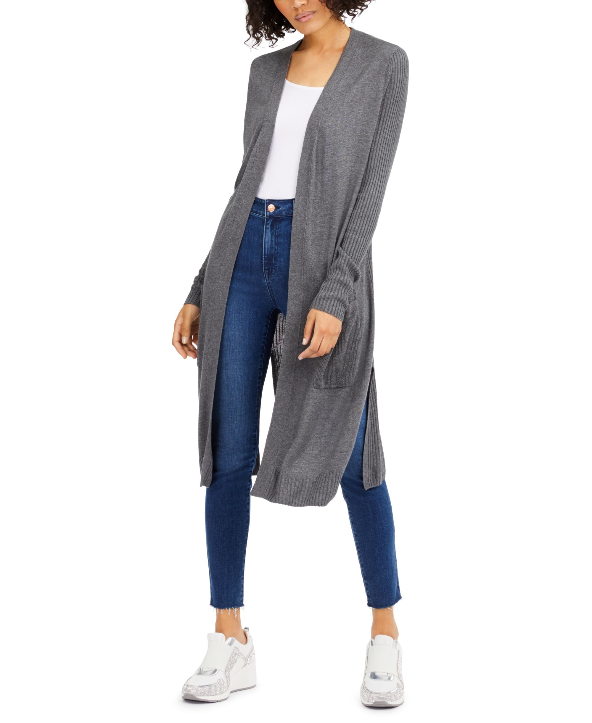 International Concepts Womens Ribbed Duster Cardigan