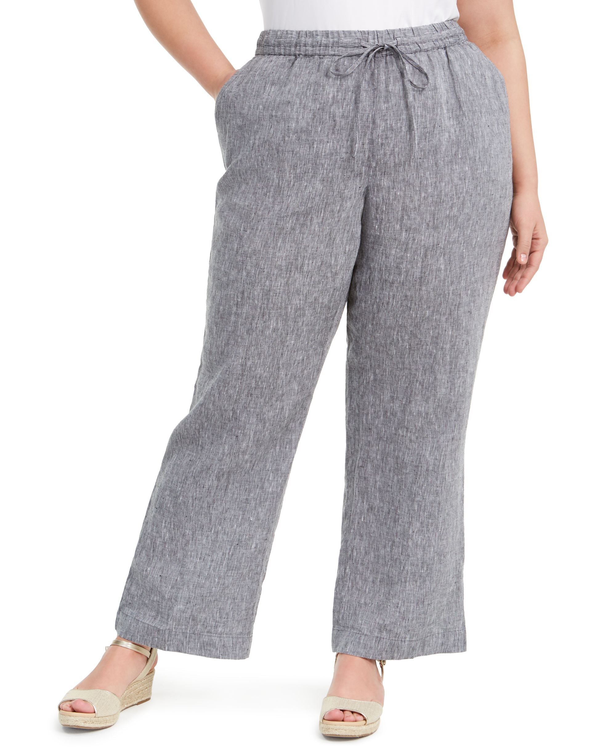 Charter Club Plus Size Linen Straight Leg Pants