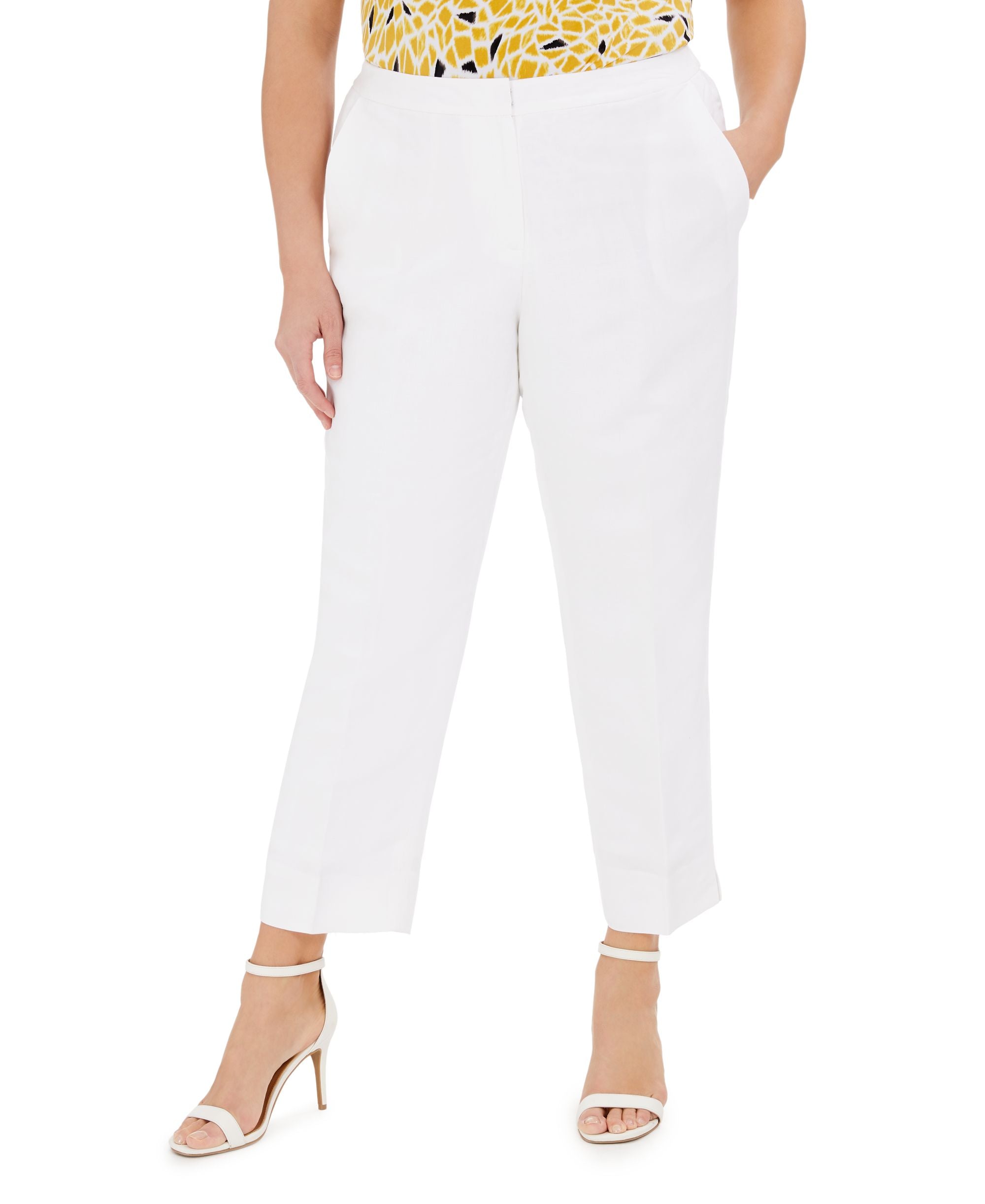 Kasper Plus Size Linen Elastic Back Pants