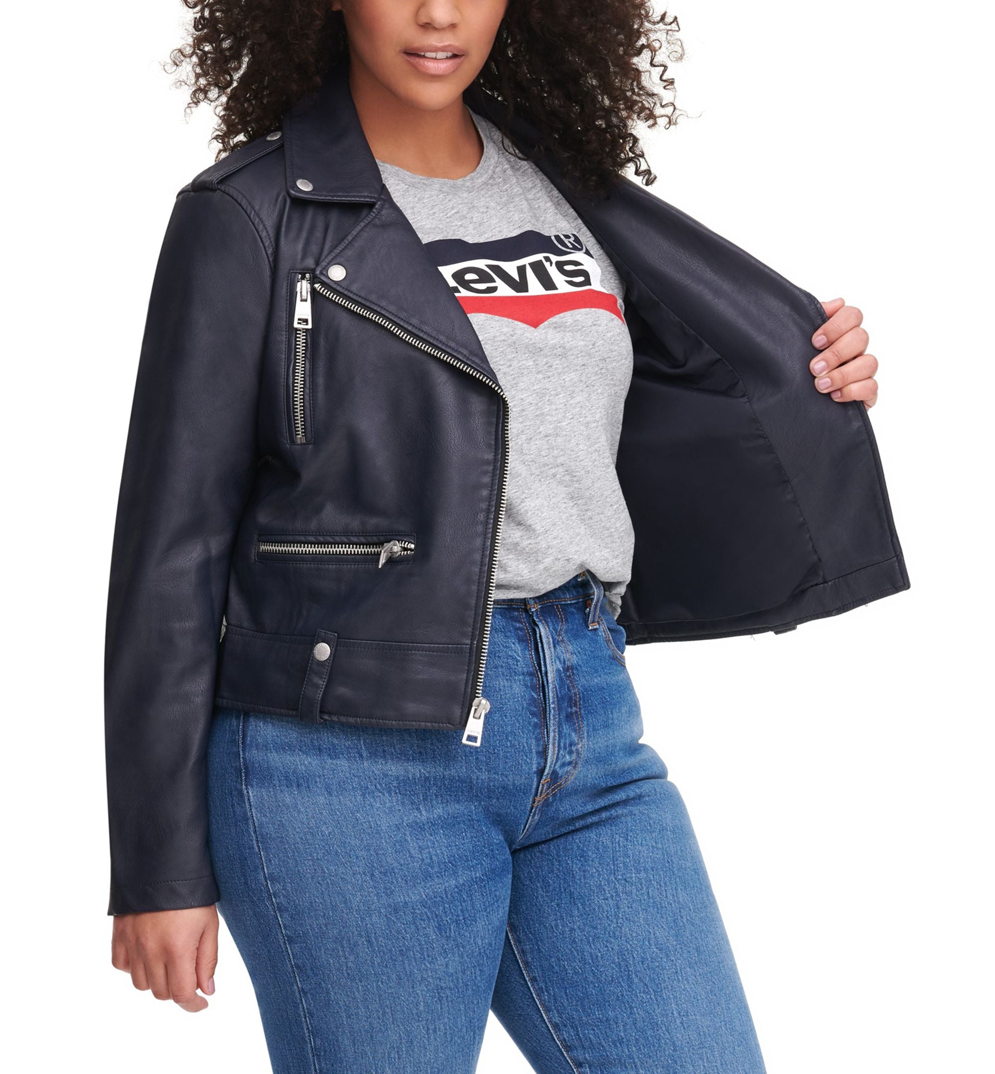 Trendy Plus Size Faux-Leather Moto Jacket