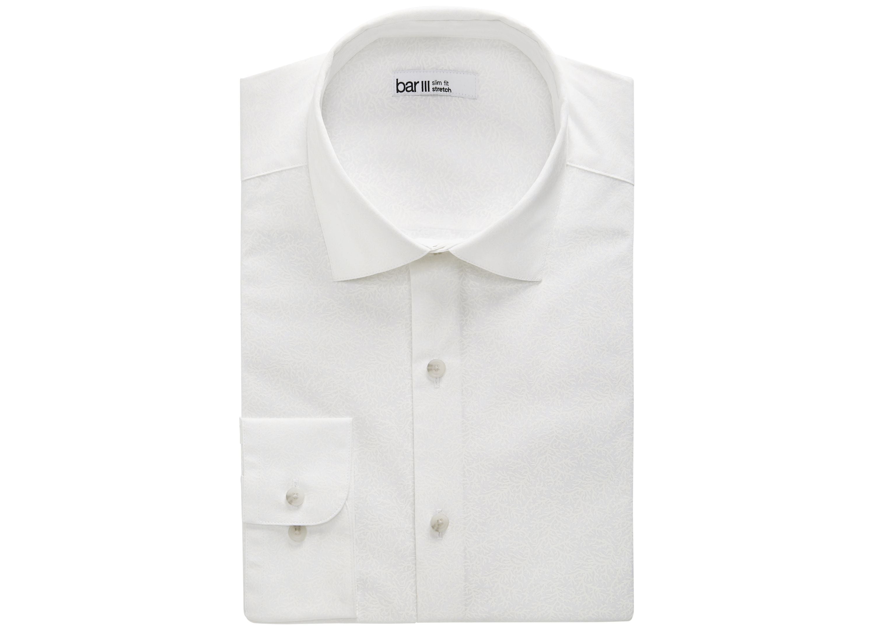 Men's Organic Cotton Tonal Coral-Print Slim Fit Dress Shirt