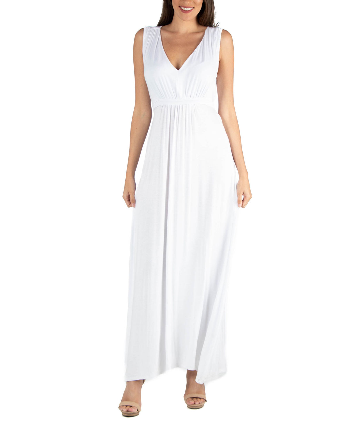 V-Neck Sleeveless Maxi Dress with Belt