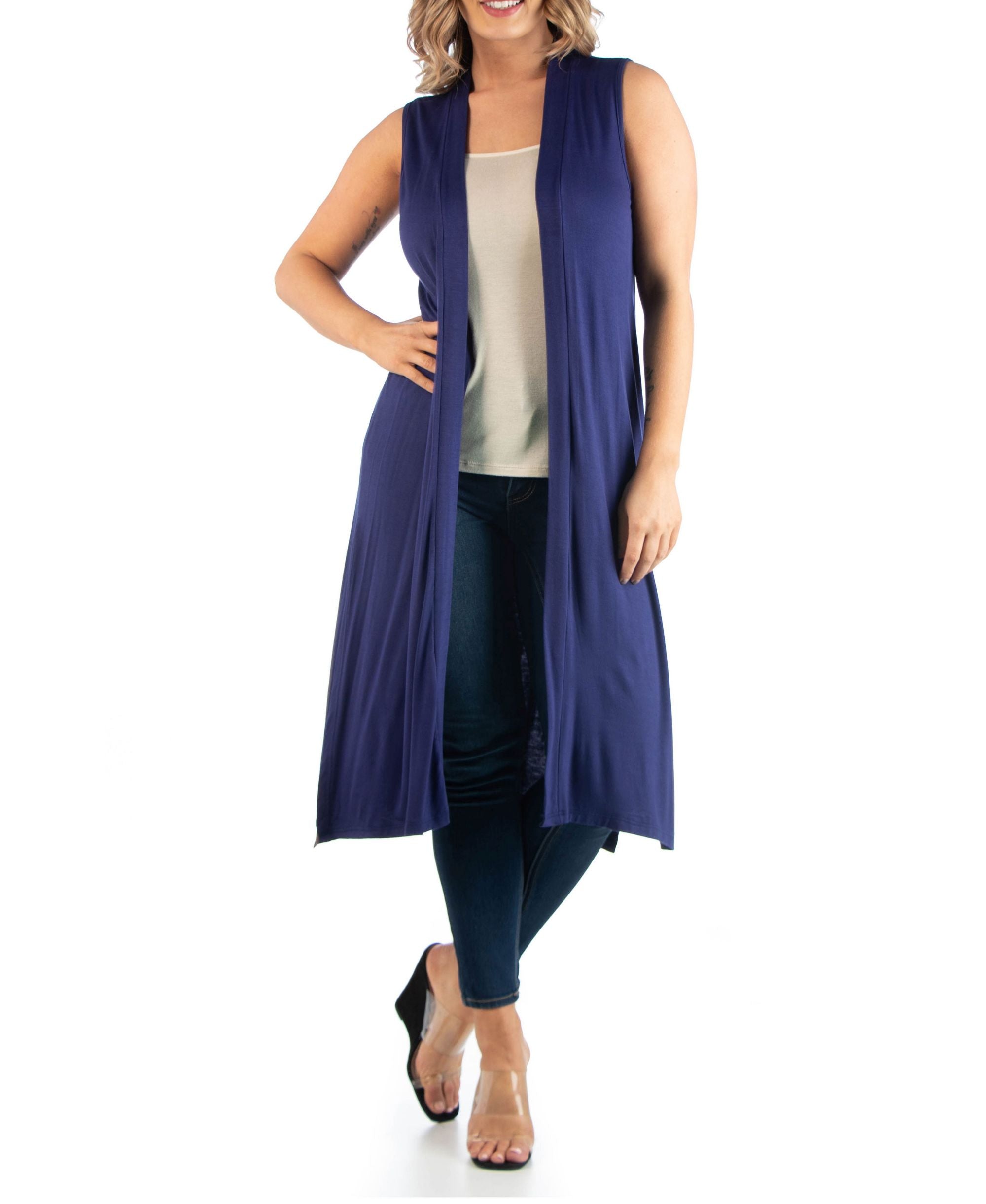 Women's Plus Size Long Cardigan Vest