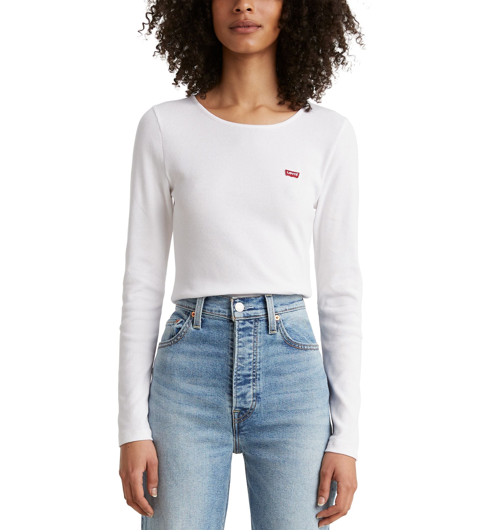 Rib-Knit Honey Long-Sleeve Logo Tee