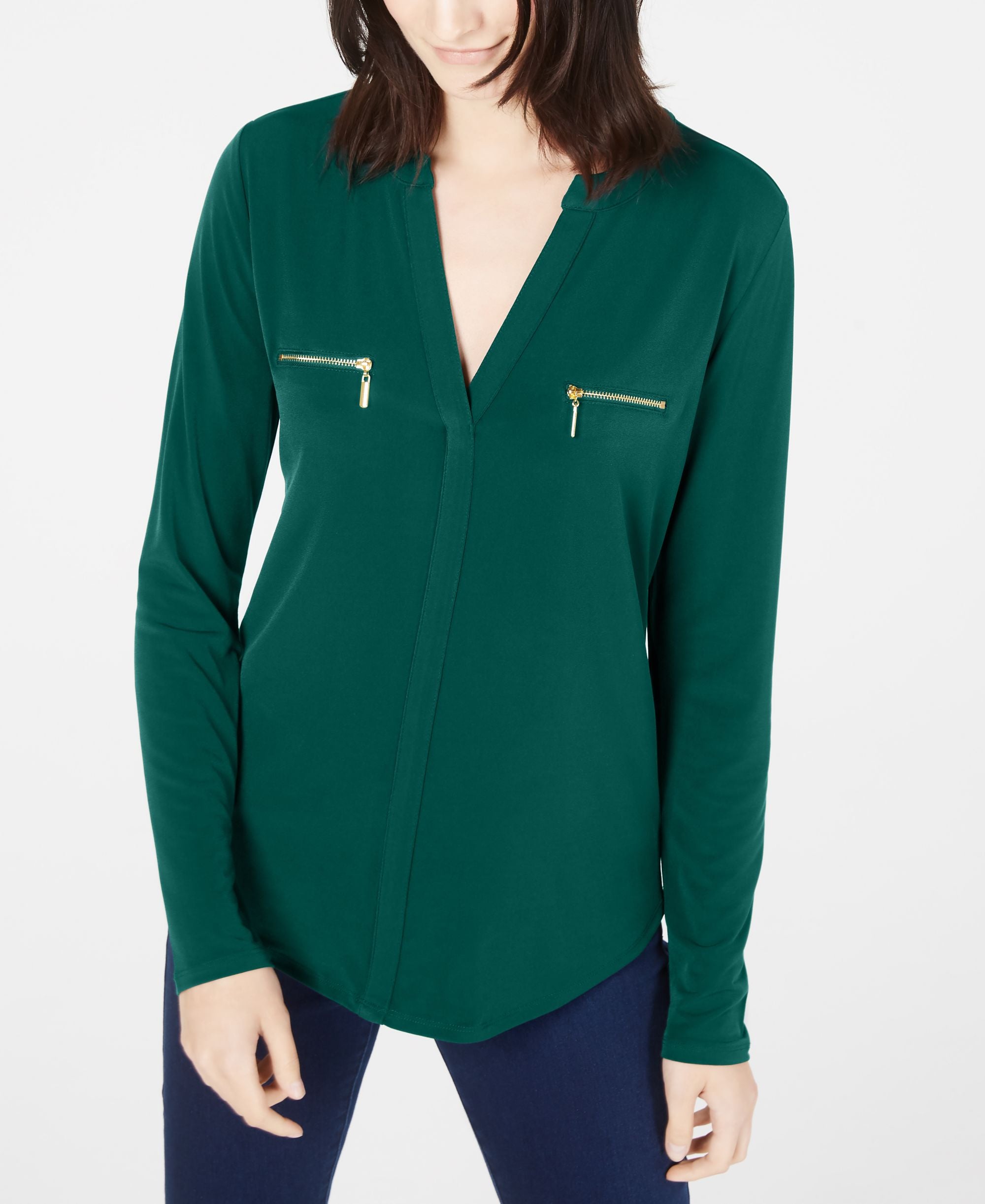 INC International Concepts Womens Zip Pocket Blouse