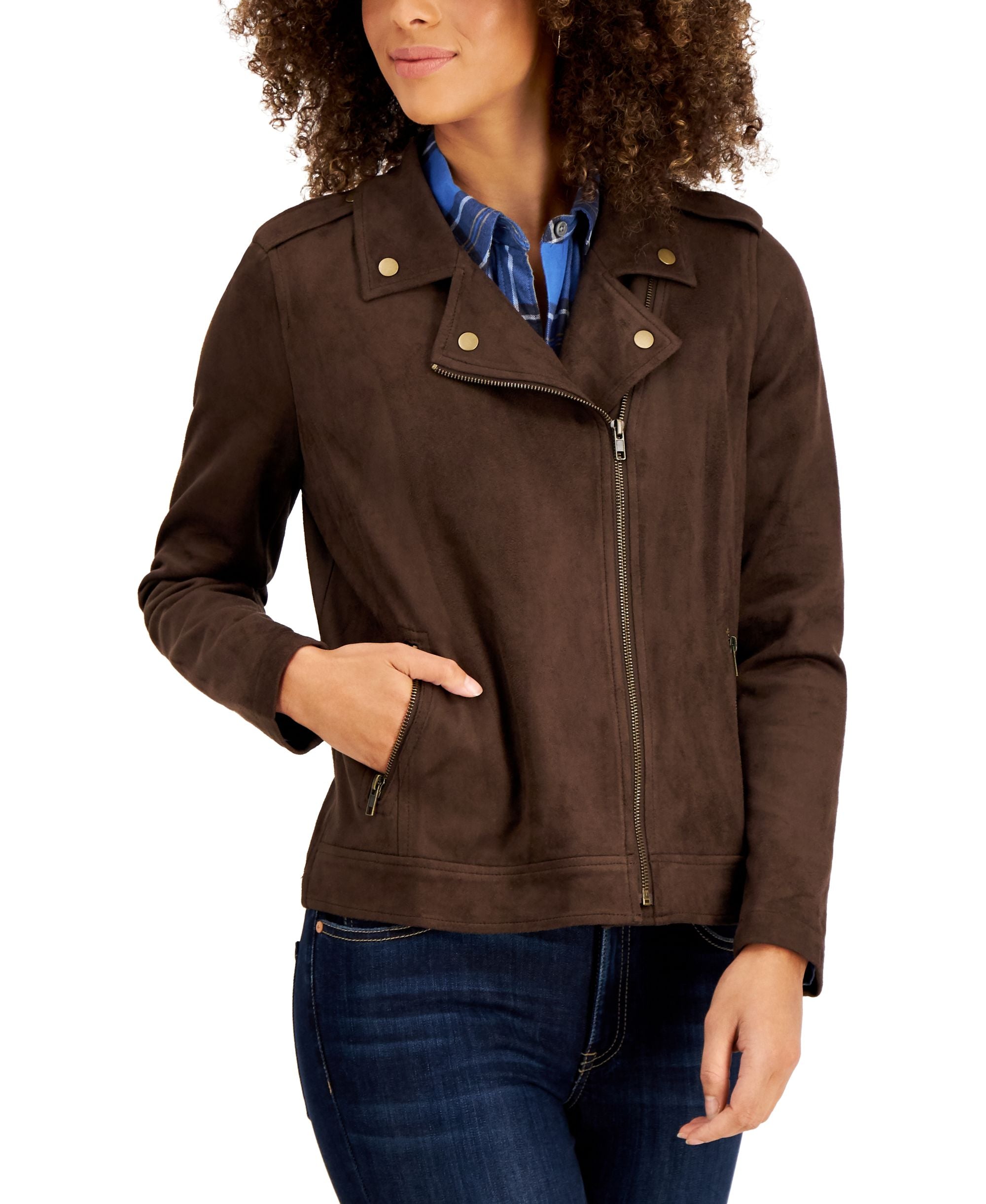 Style & Co Faux Suede Moto Jacket