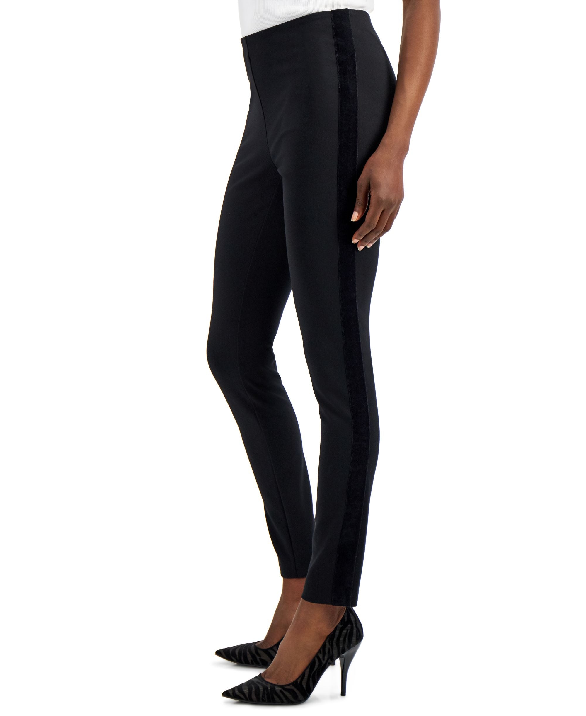 INC International Concepts Velvet Trim Skinny Ponte Ankle Pants