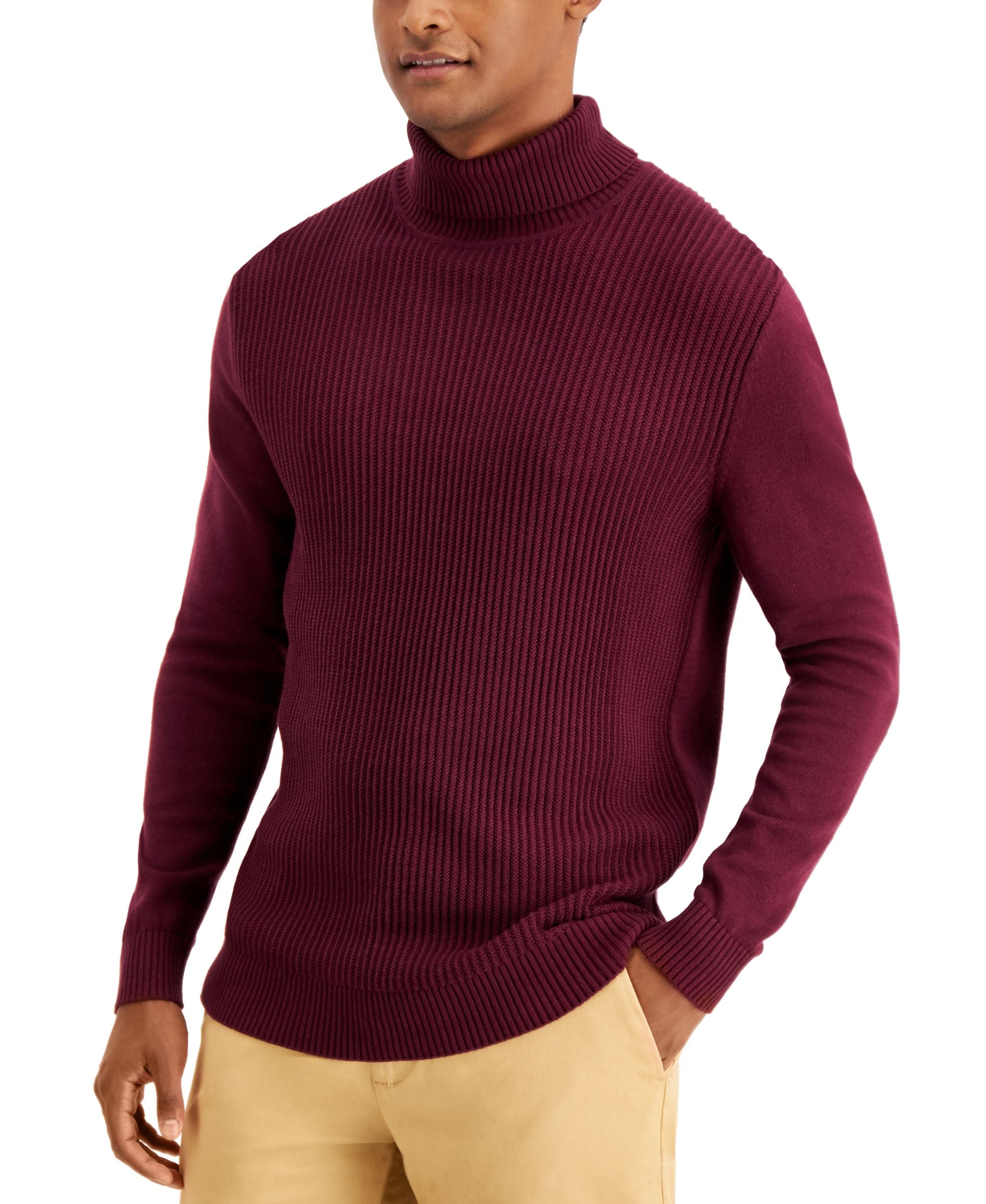 Men's Textured Cotton Turtleneck Sweater
