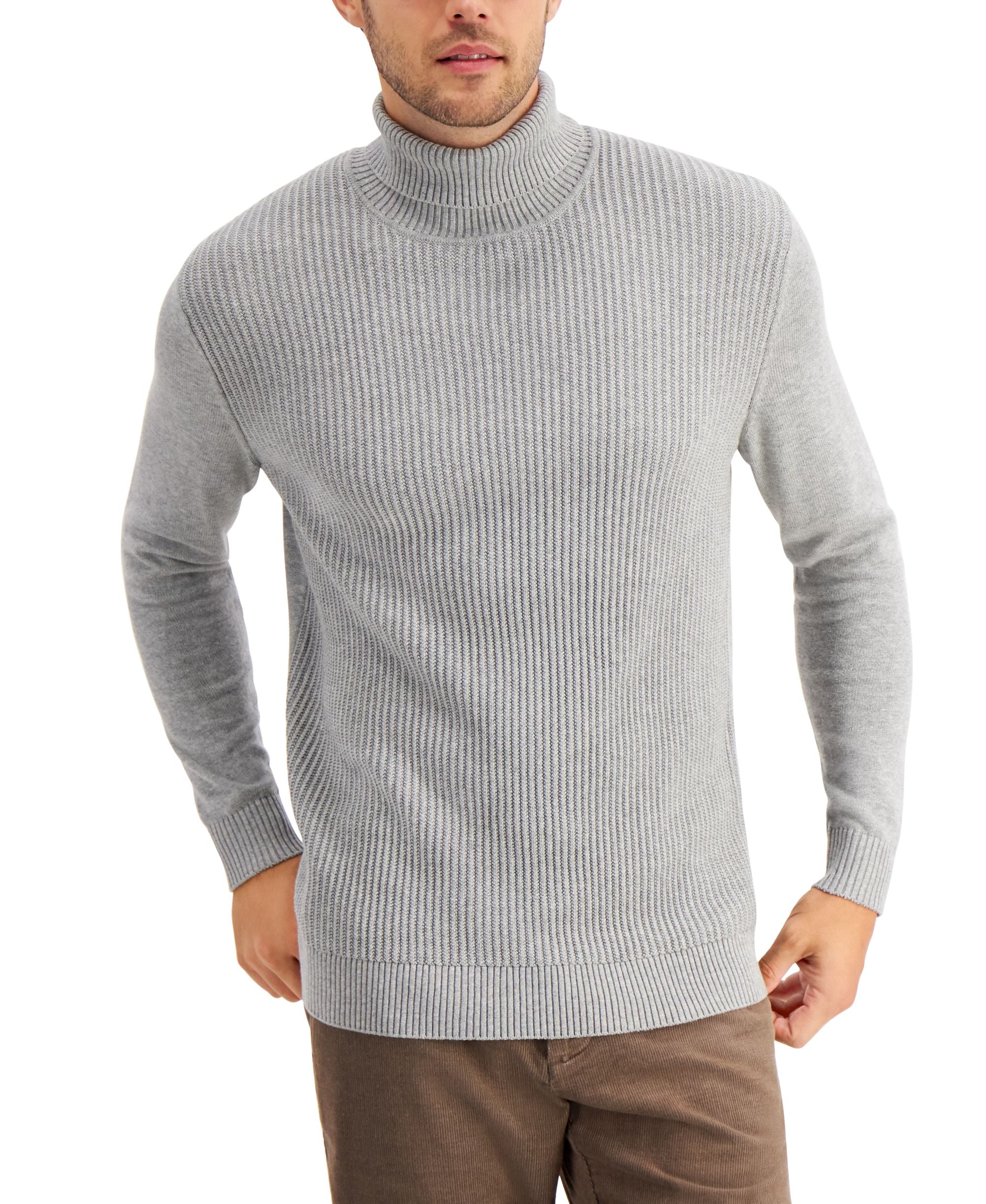 Men's Textured Cotton Turtleneck Sweater
