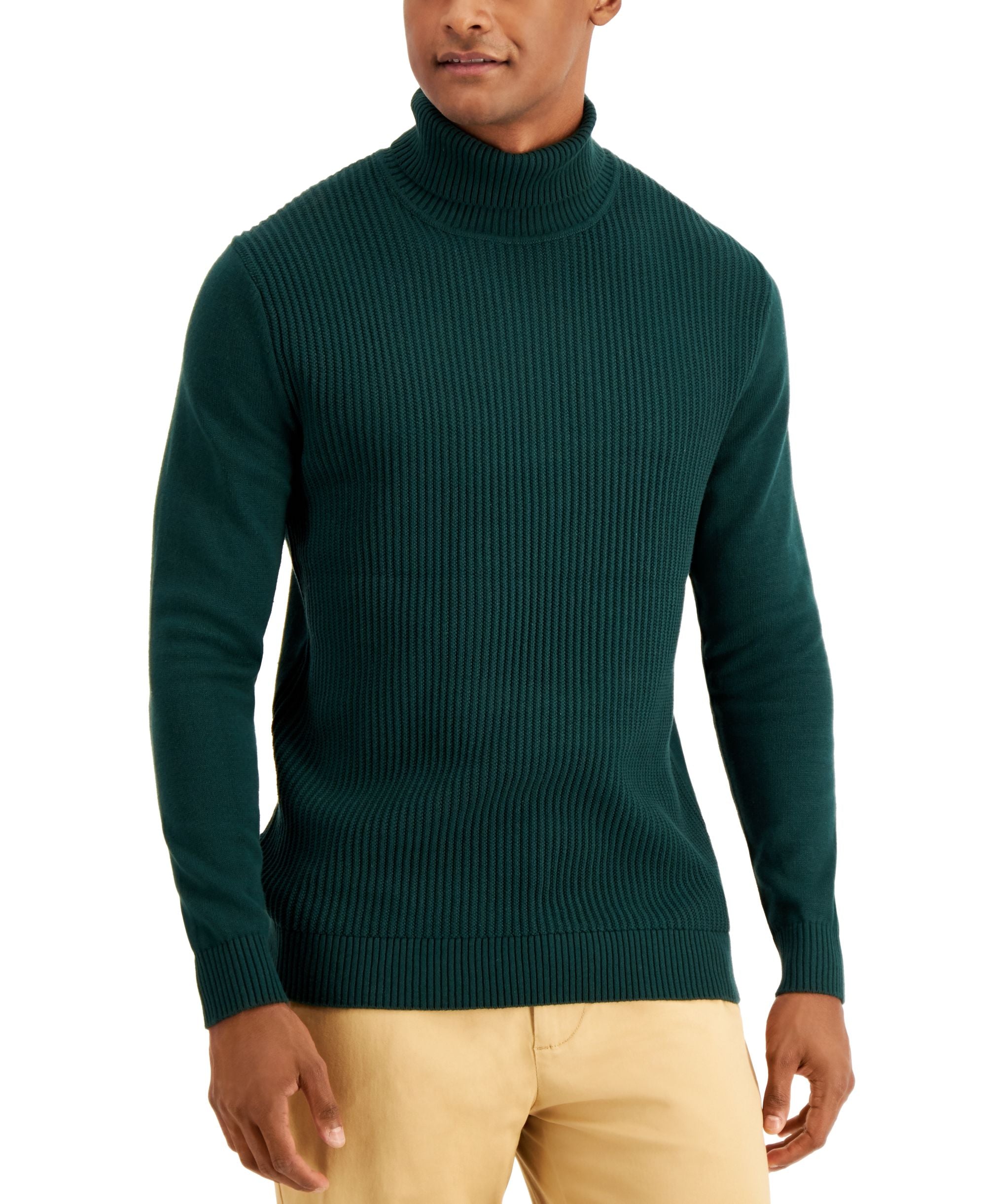 Men's Textured Cotton Turtleneck Sweater