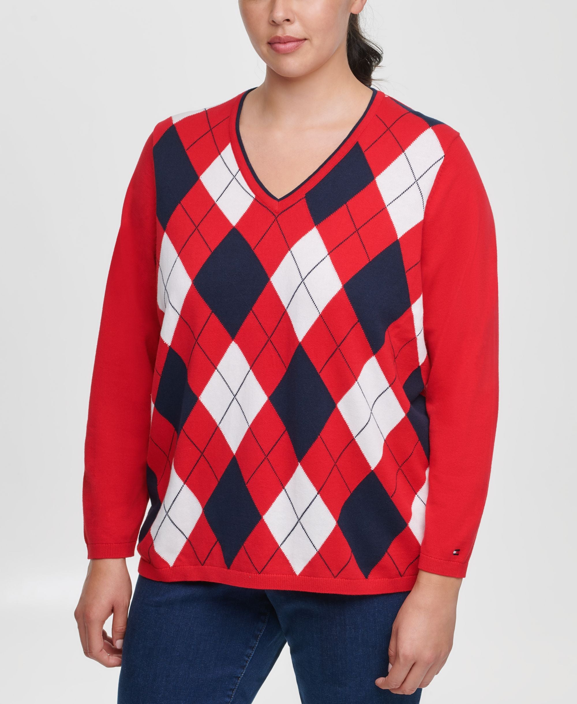 Plus Size Ivy Cotton Argyle Sweater