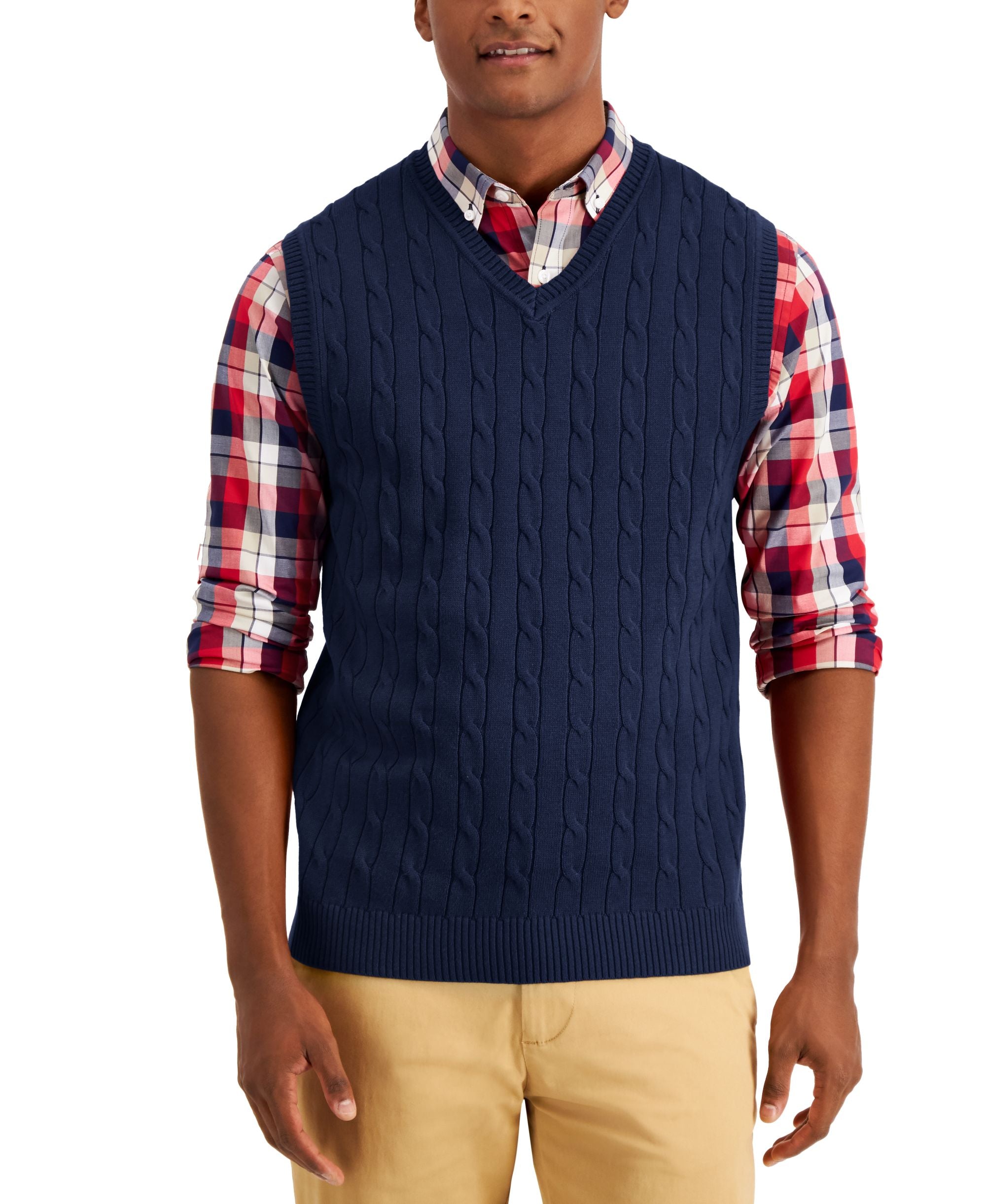 Men's Cable-Knit Cotton Sweater Vest