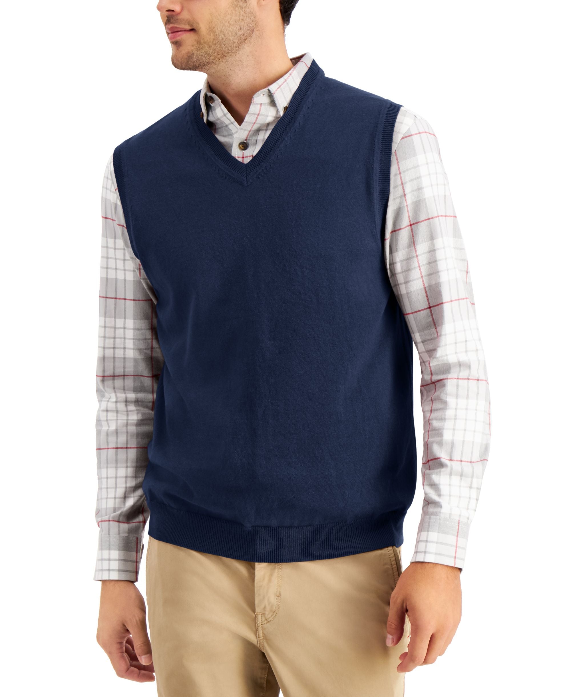 Club Room Mens Solid V Neck Sweater Vest