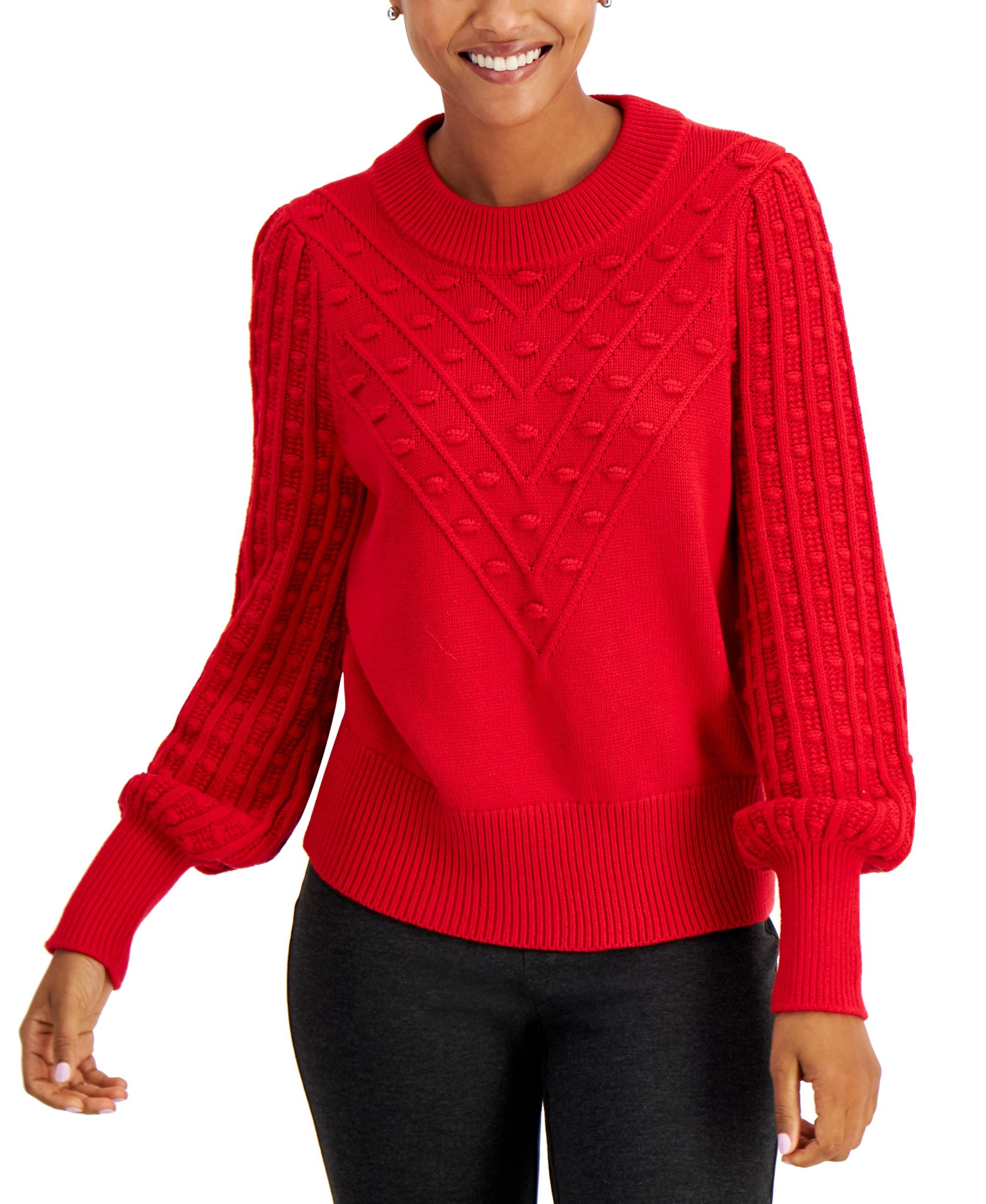 Charter Club Womens Knit Mixed Stitch Sweater