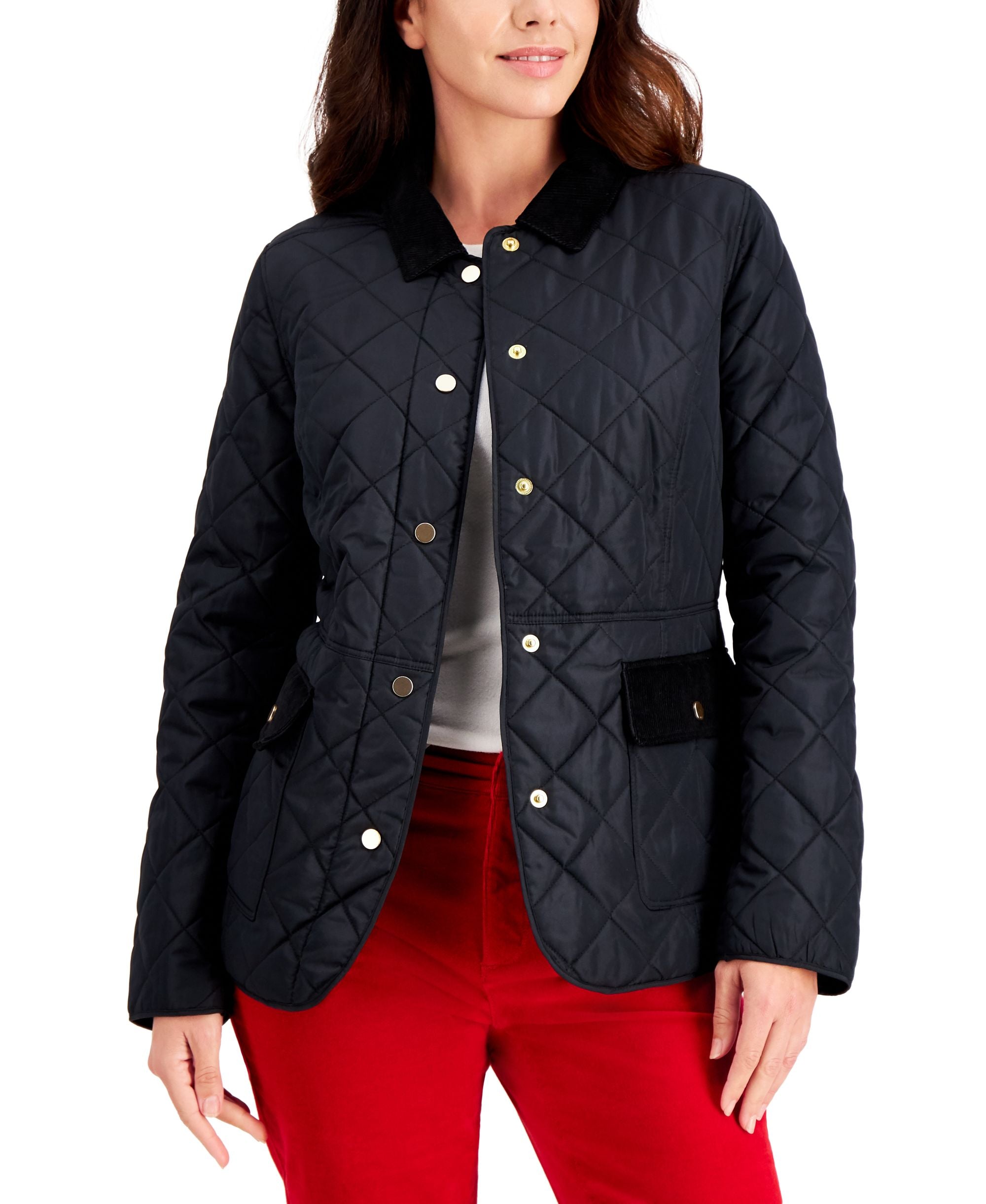 Charter Club Quilted Corduroy Trim Jacket