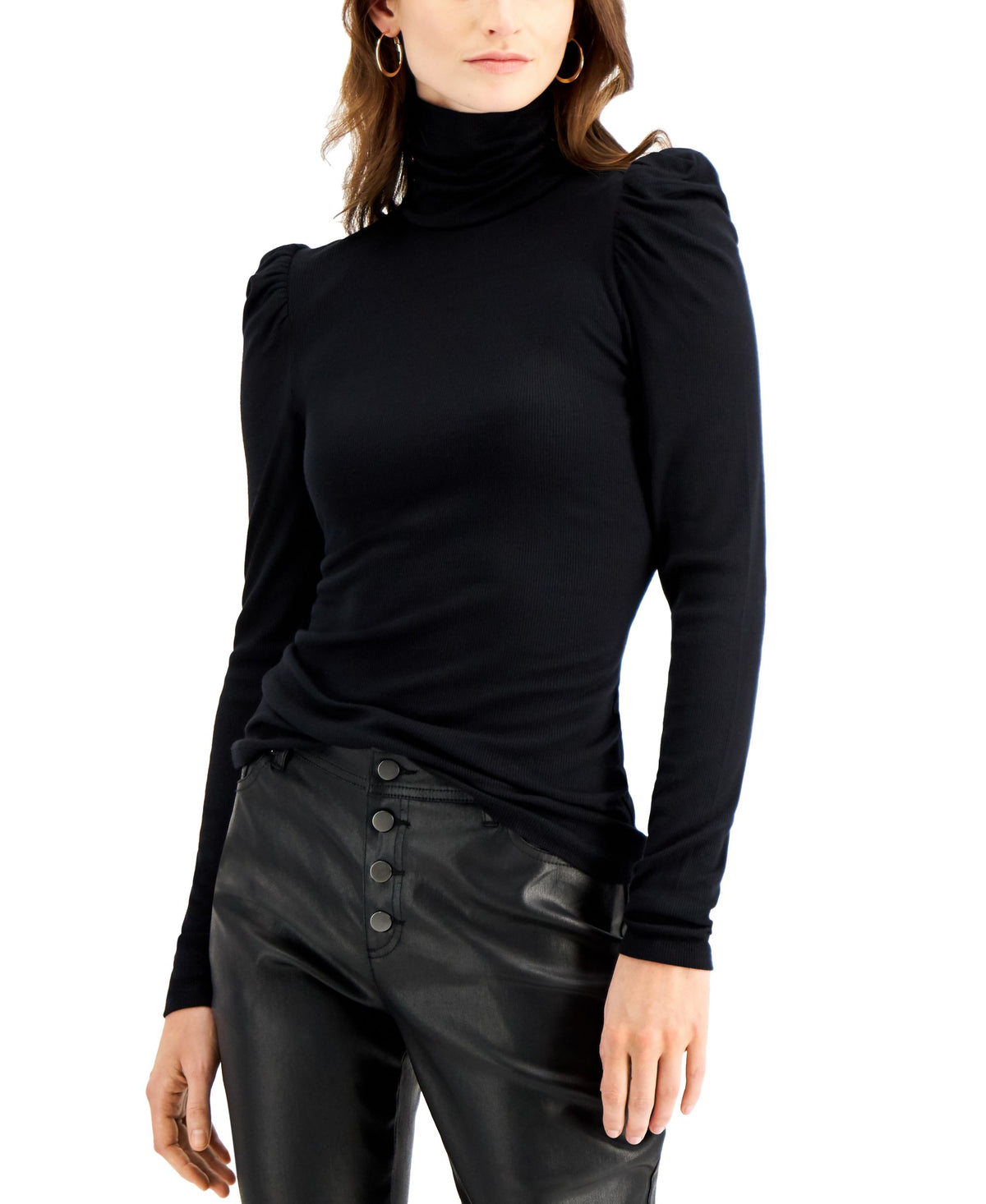 Women's Puff-Sleeve Turtleneck Top