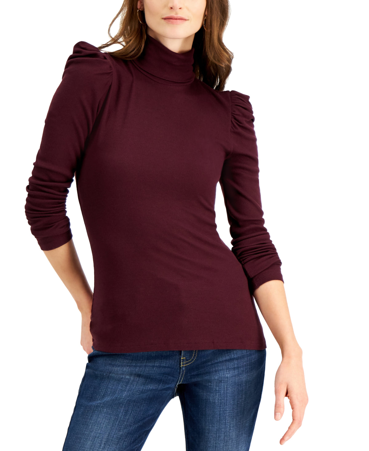 Women's Puff-Sleeve Turtleneck Top
