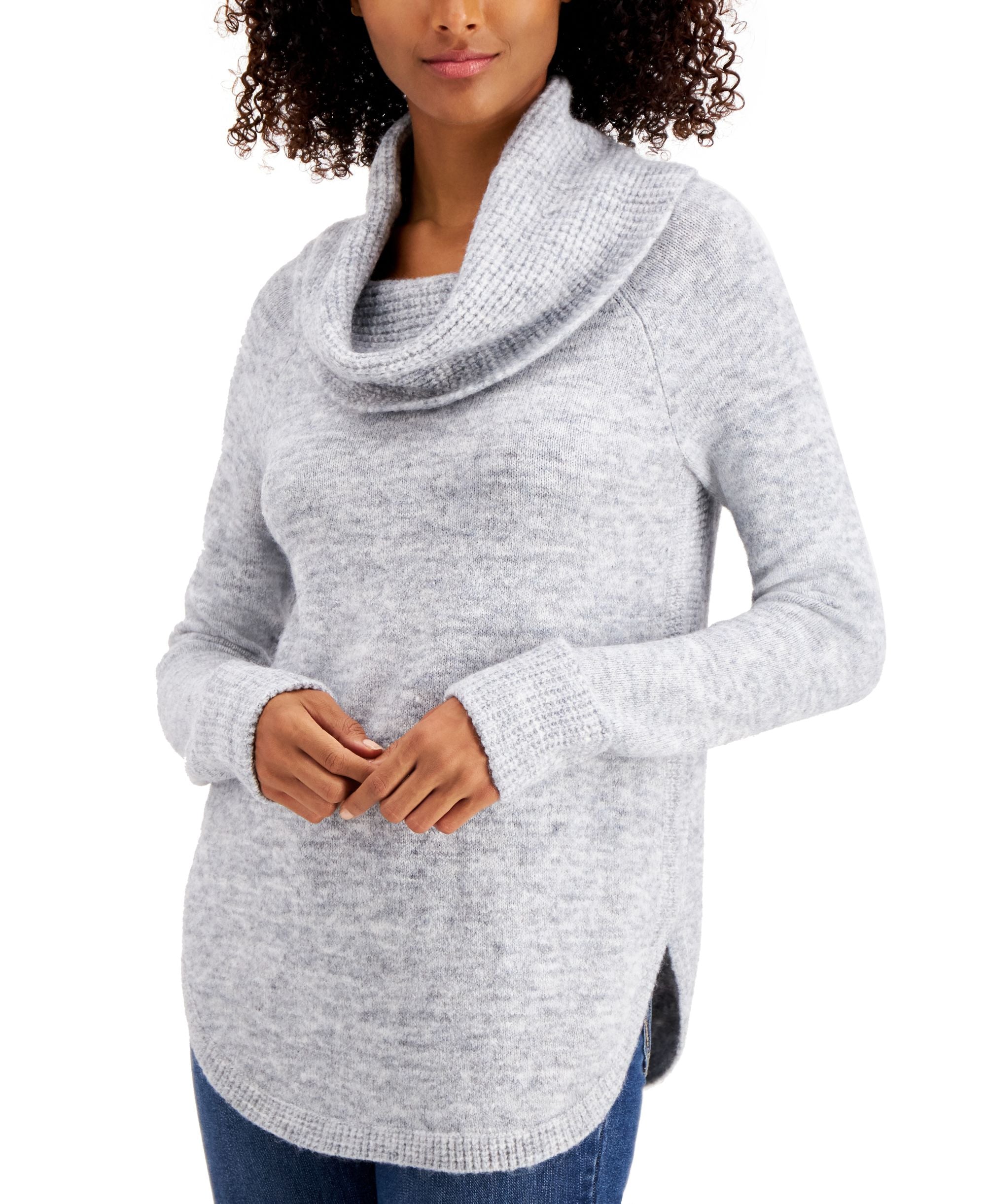 Style & Co Petite Waffle Cowlneck Sweater