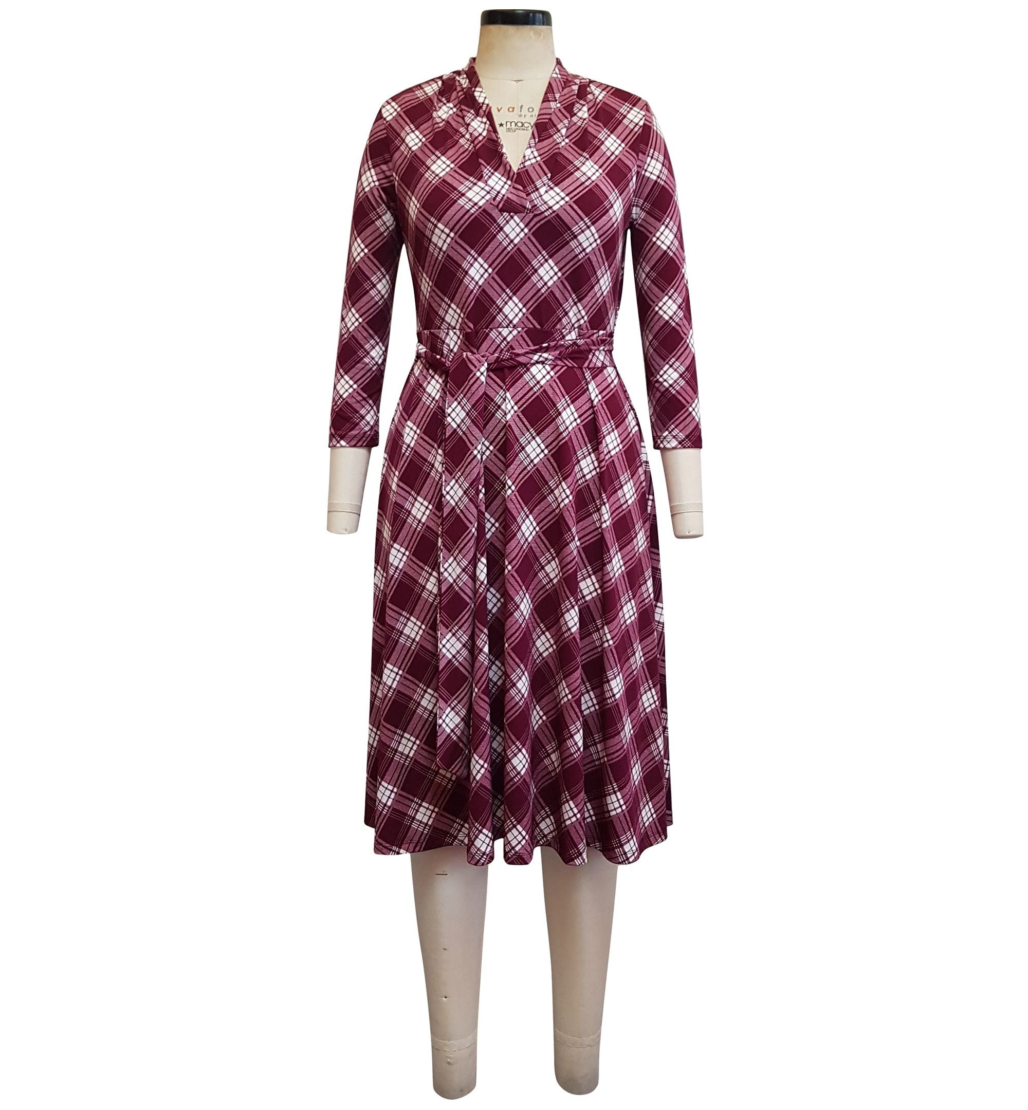 Plaid V-Neck Dress
