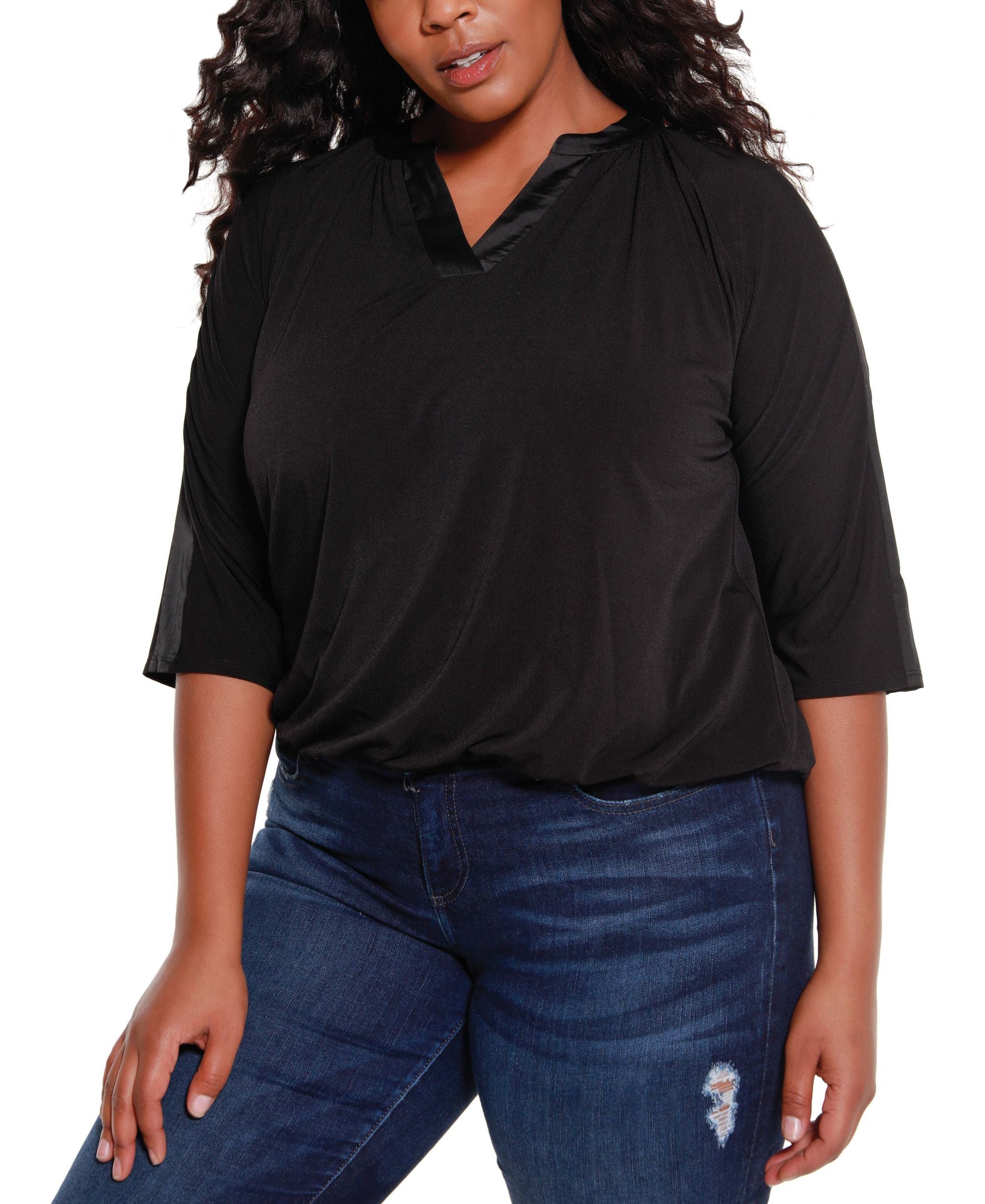 Belldini Black Label Womens Plus Size Dolman Sleeve Top