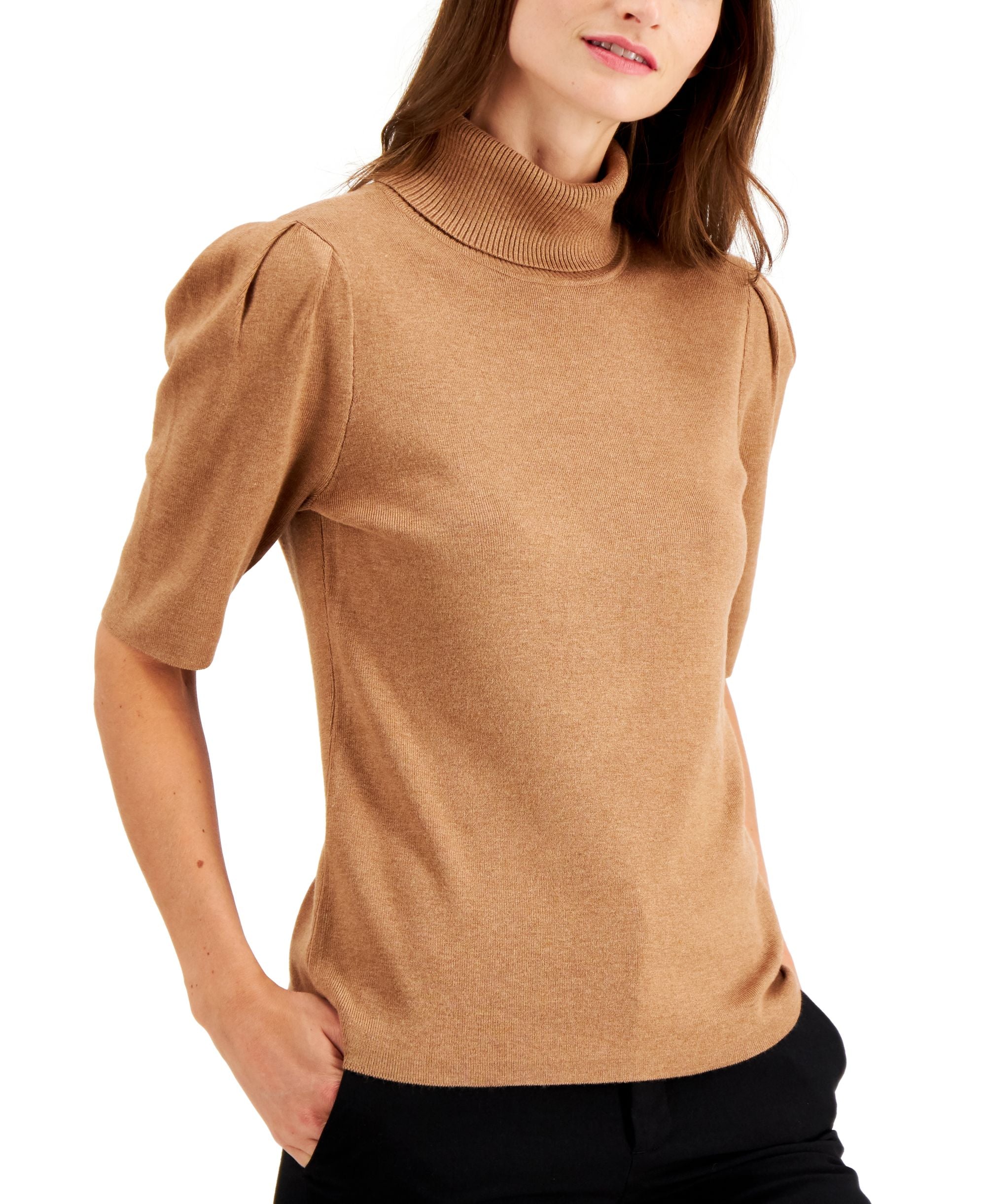 Alfani Womens Elbow Sleeve Turtleneck Sweater