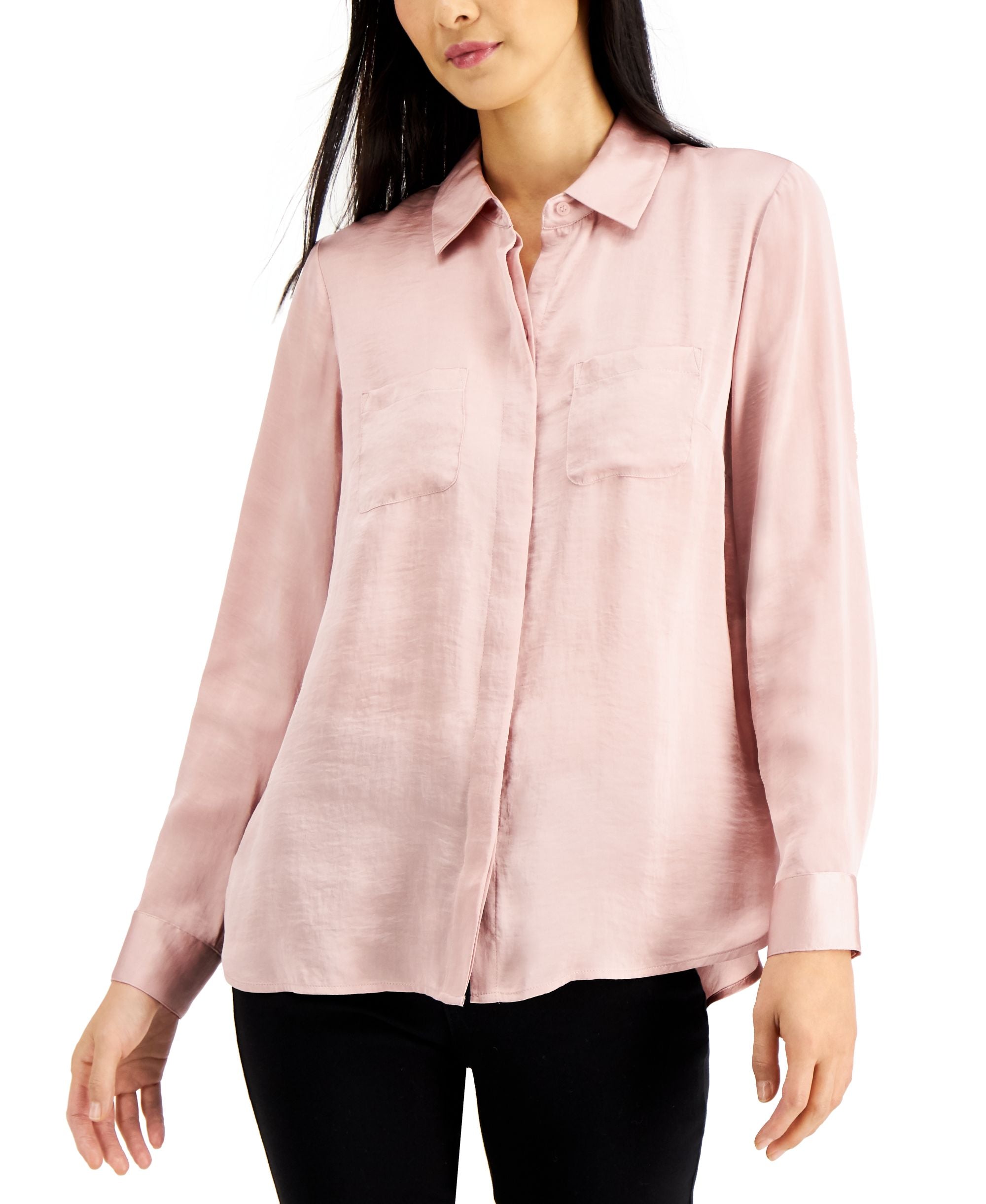 INC International Concepts Womens Satin Utility Shirt