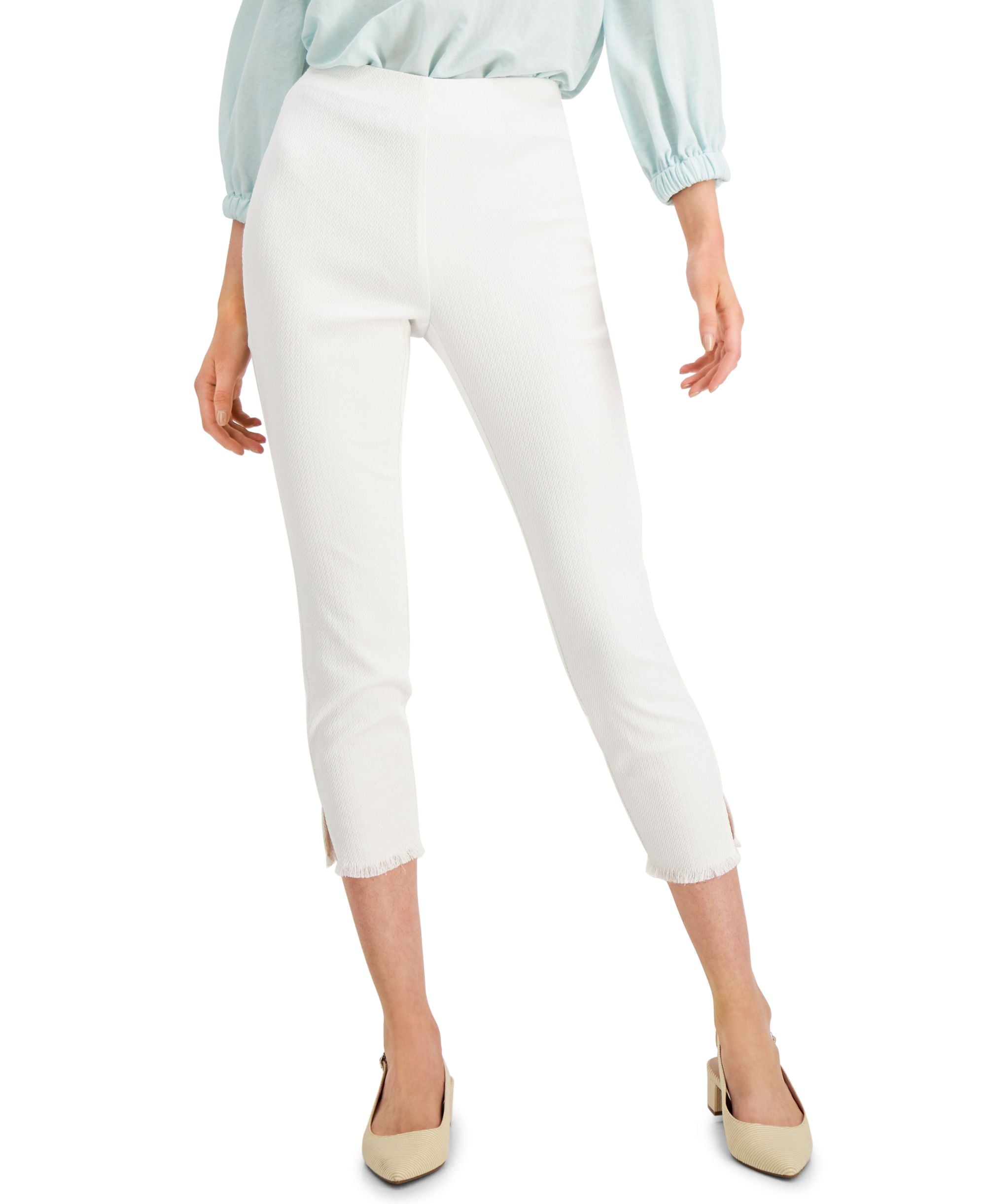 Alfani Plus Size Fringed Hem Solid Ankle Pants