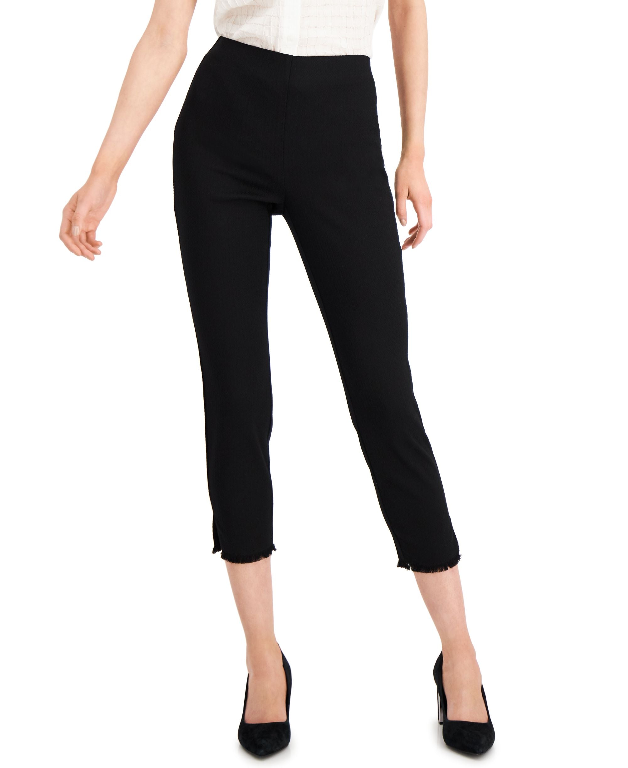 Alfani Textured Fringed Hem Ankle Pants