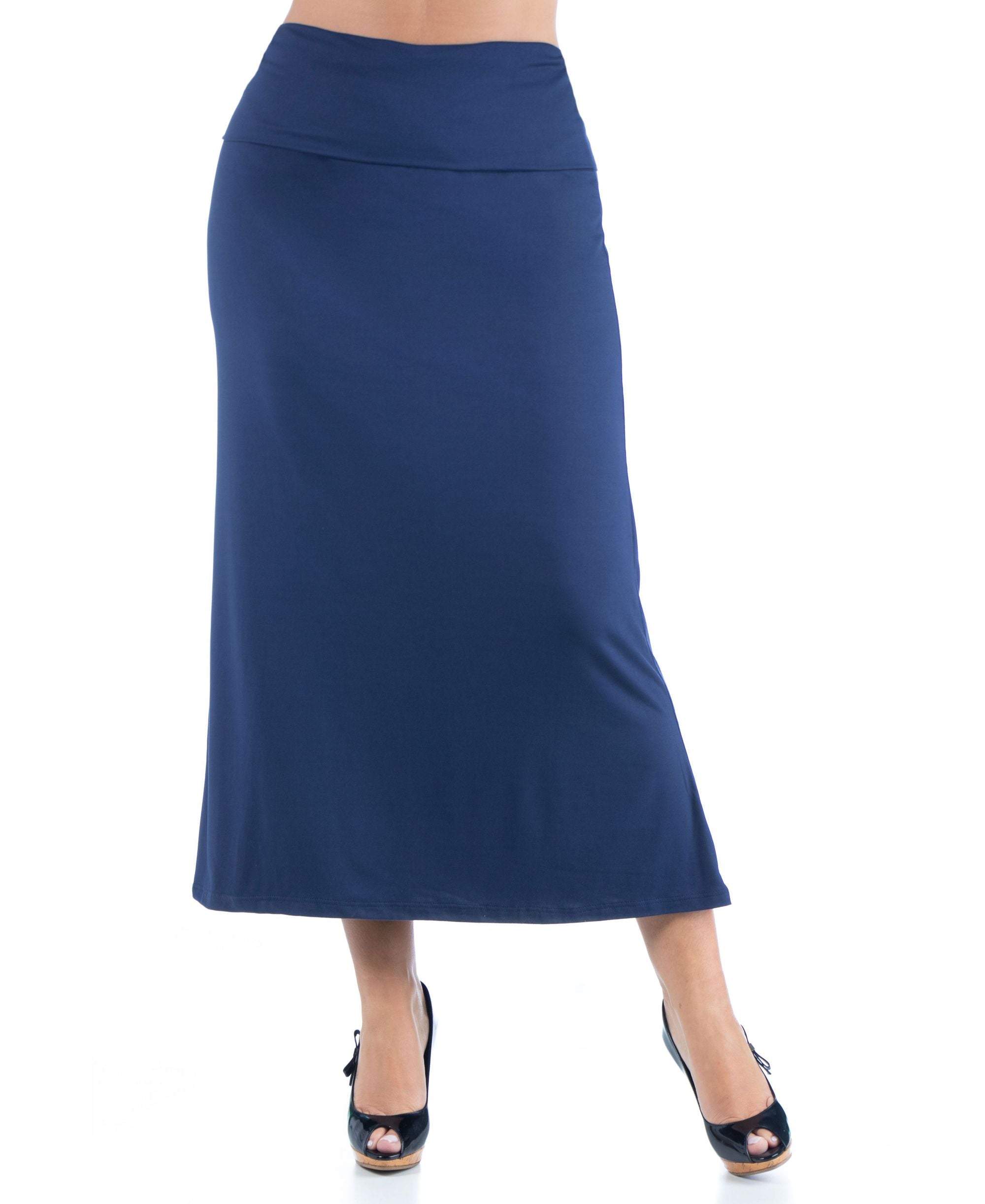 Womens Plus Size Comfortable Foldover Maxi Skirt