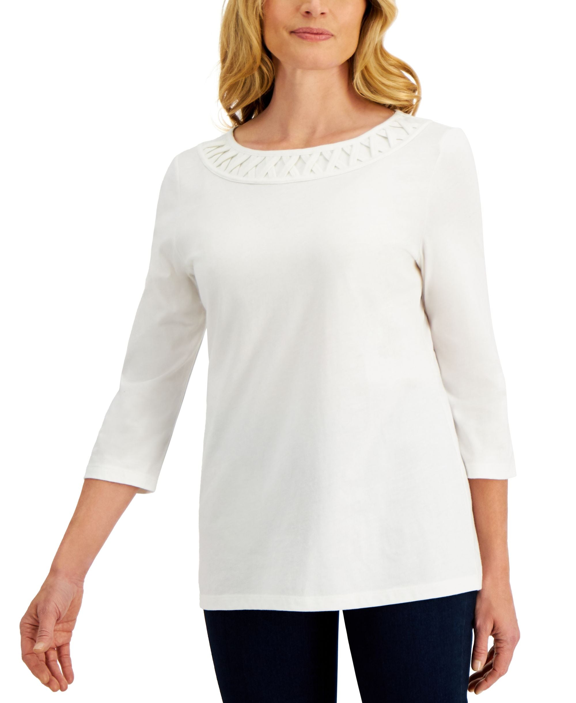 3/4 Karen Scott Crisscross Top