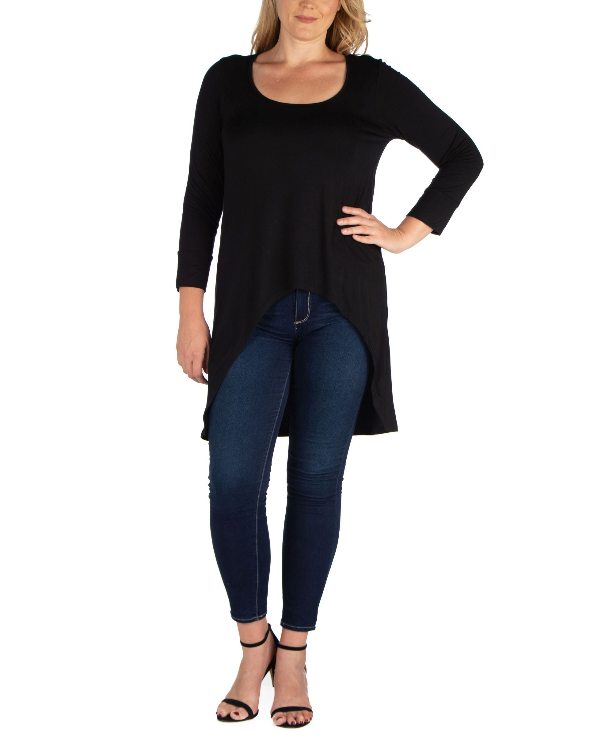 Womens Plus Size Long Sleeves Dolman Tunic Top